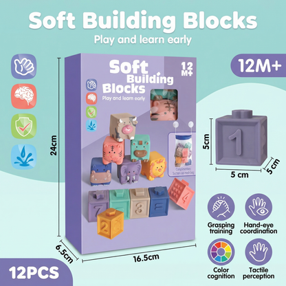 Soft Sensory Building Blocks Safari Friends Set