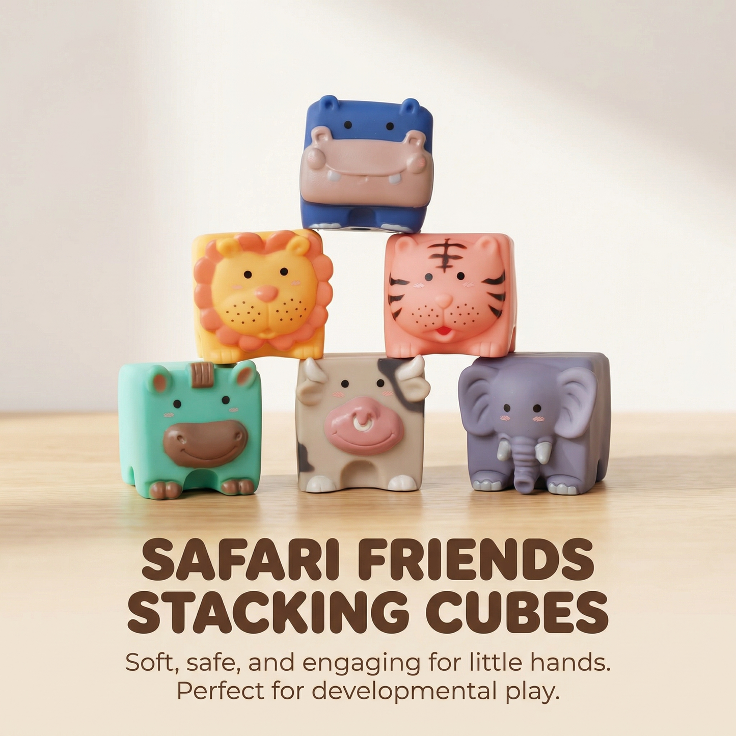 Soft Sensory Building Blocks Safari Friends Set