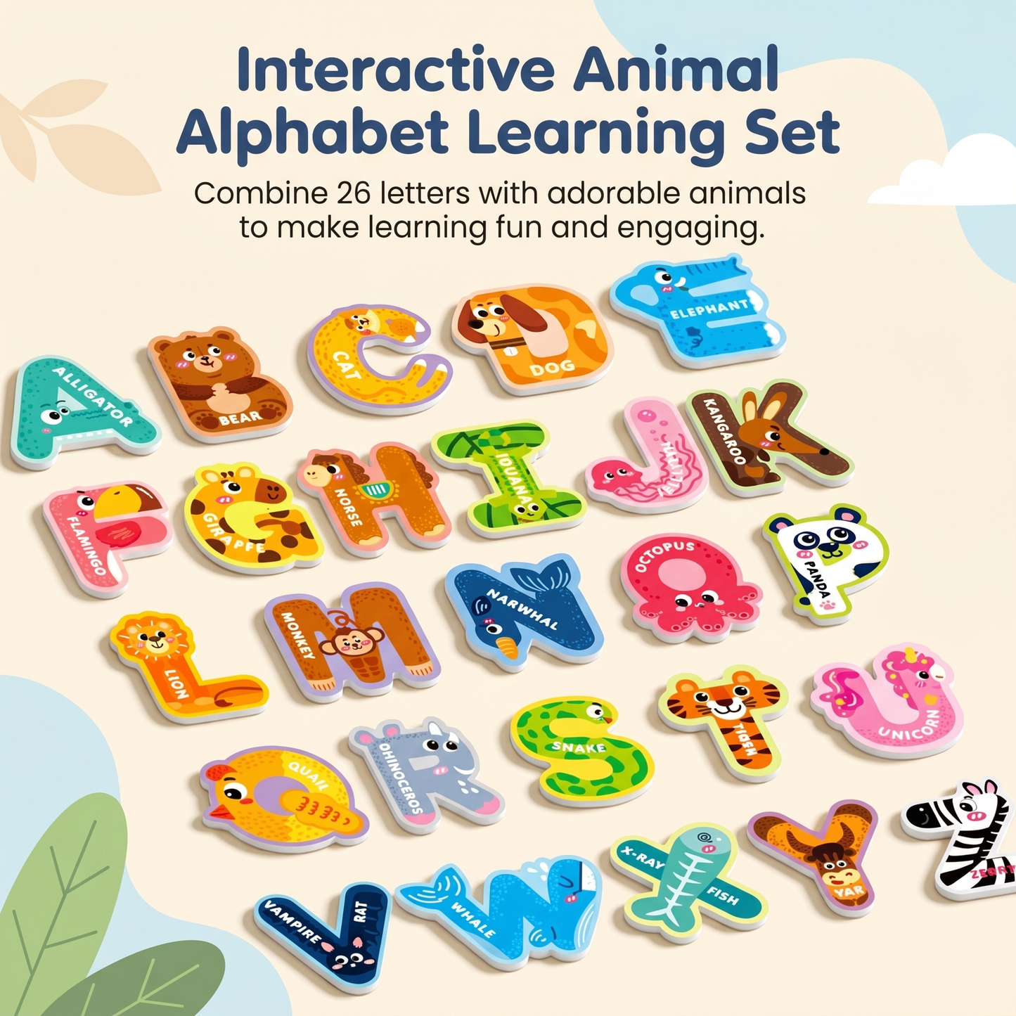 Magnetic Animal Alphabet Letters Set