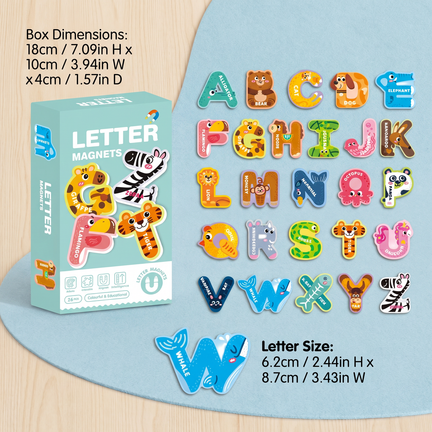 Magnetic Animal Alphabet Letters Set