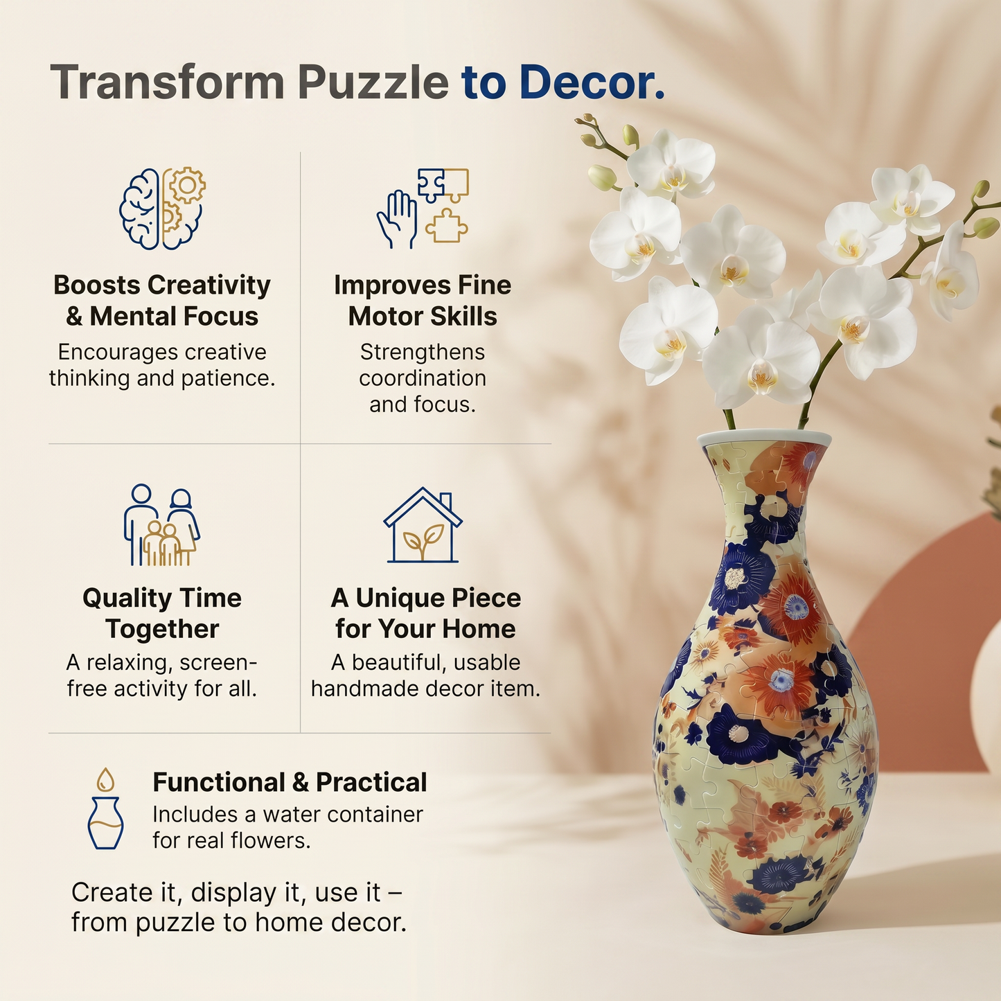 3D Puzzle Flower Vase