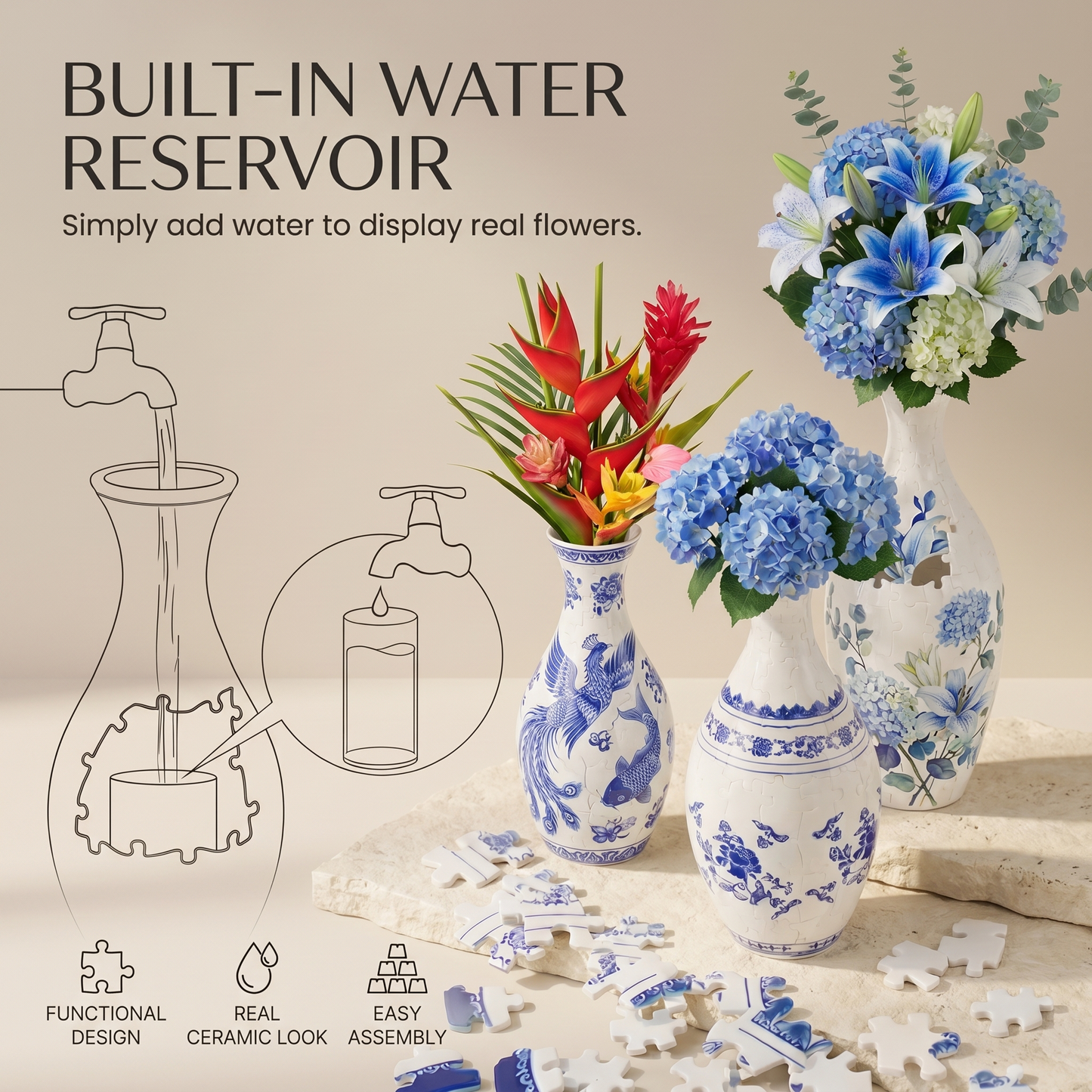 3D Puzzle Flower Vase