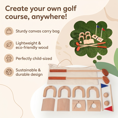 Wooden Kids Golf Set for Indoor Outdoor Play