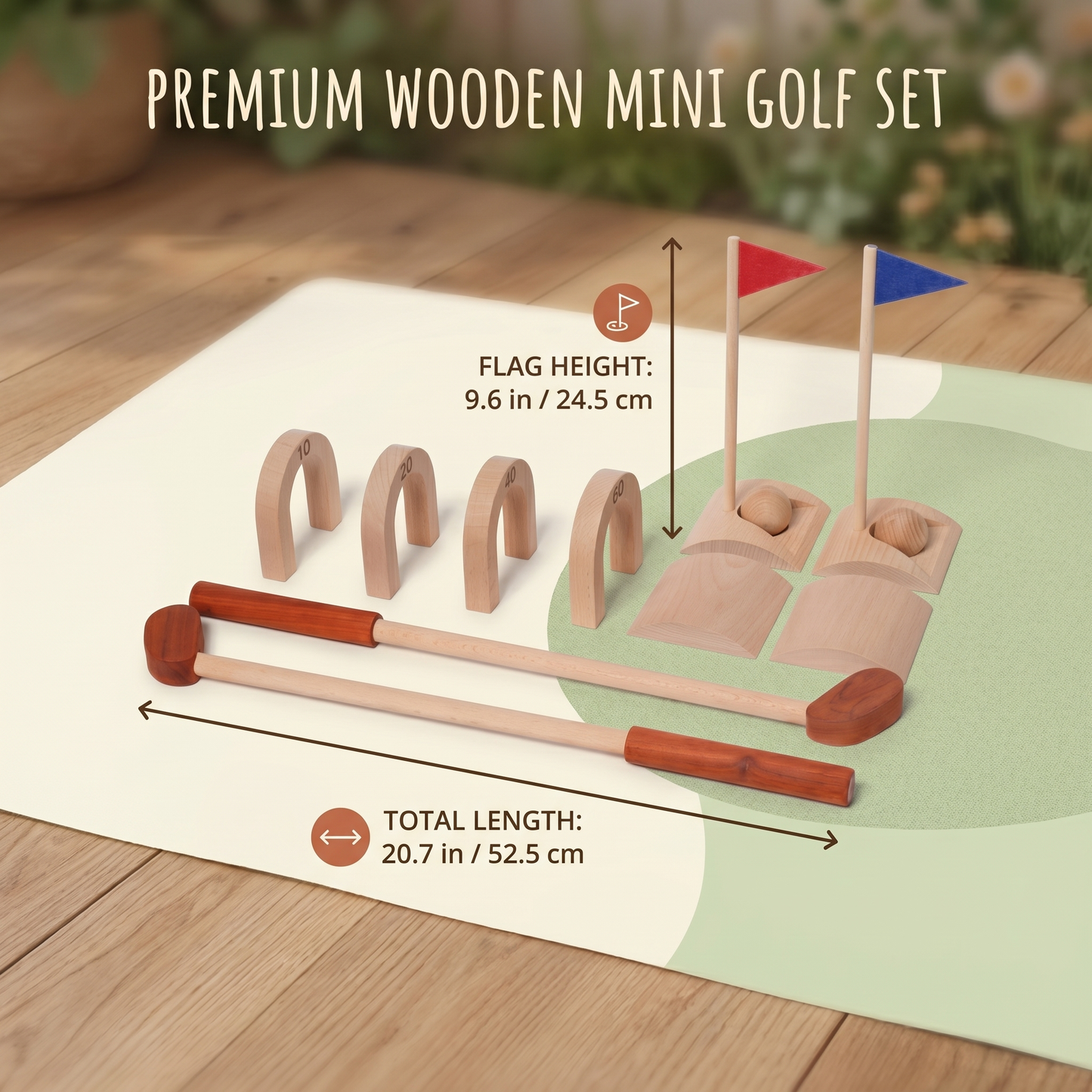 Wooden Kids Golf Set for Indoor Outdoor Play