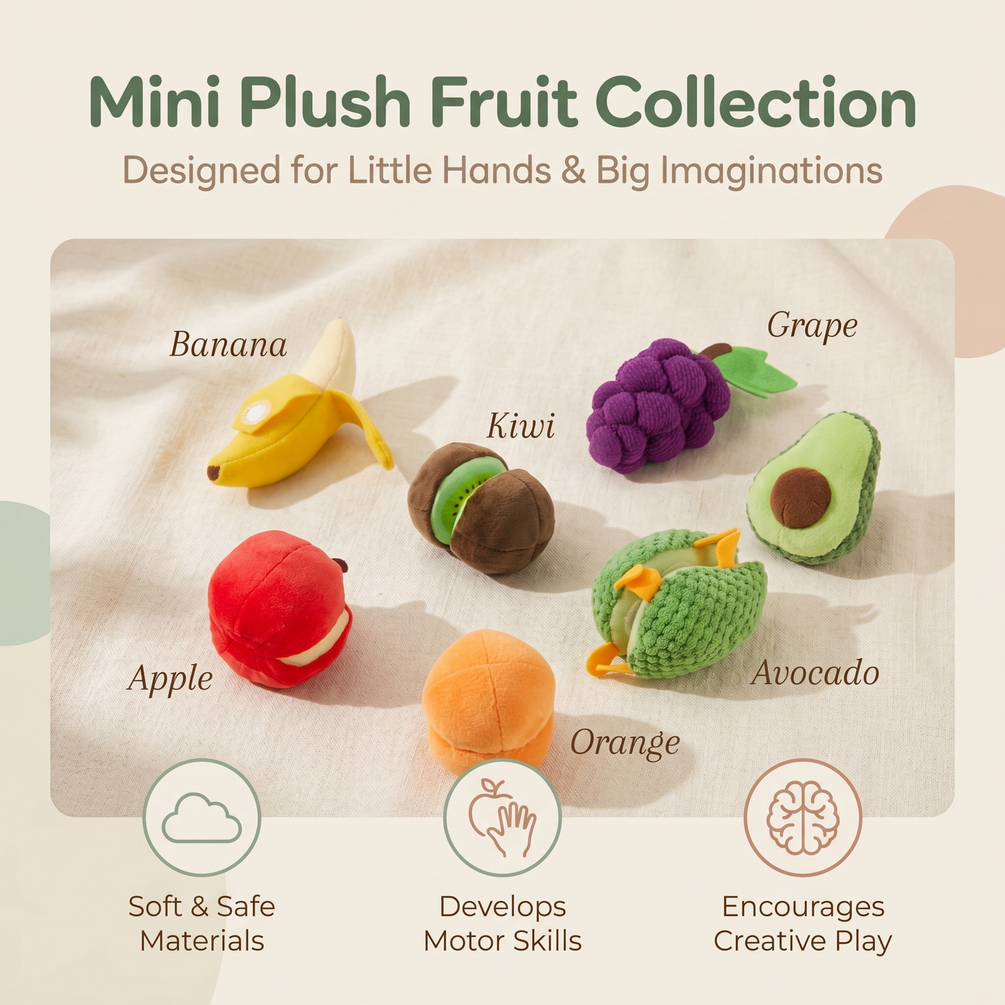Fruit Friends Plush Activity Basket