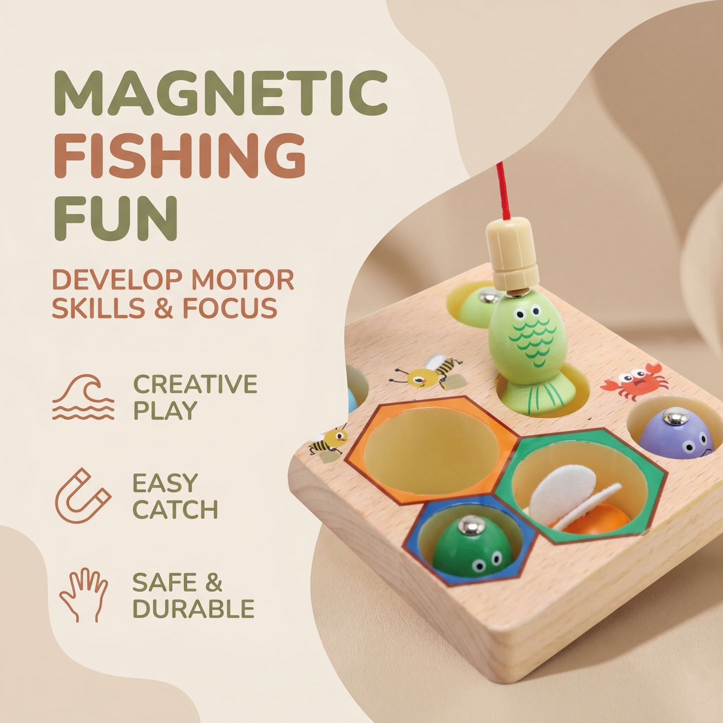 Wooden Magnetic Fishing Learning Toy