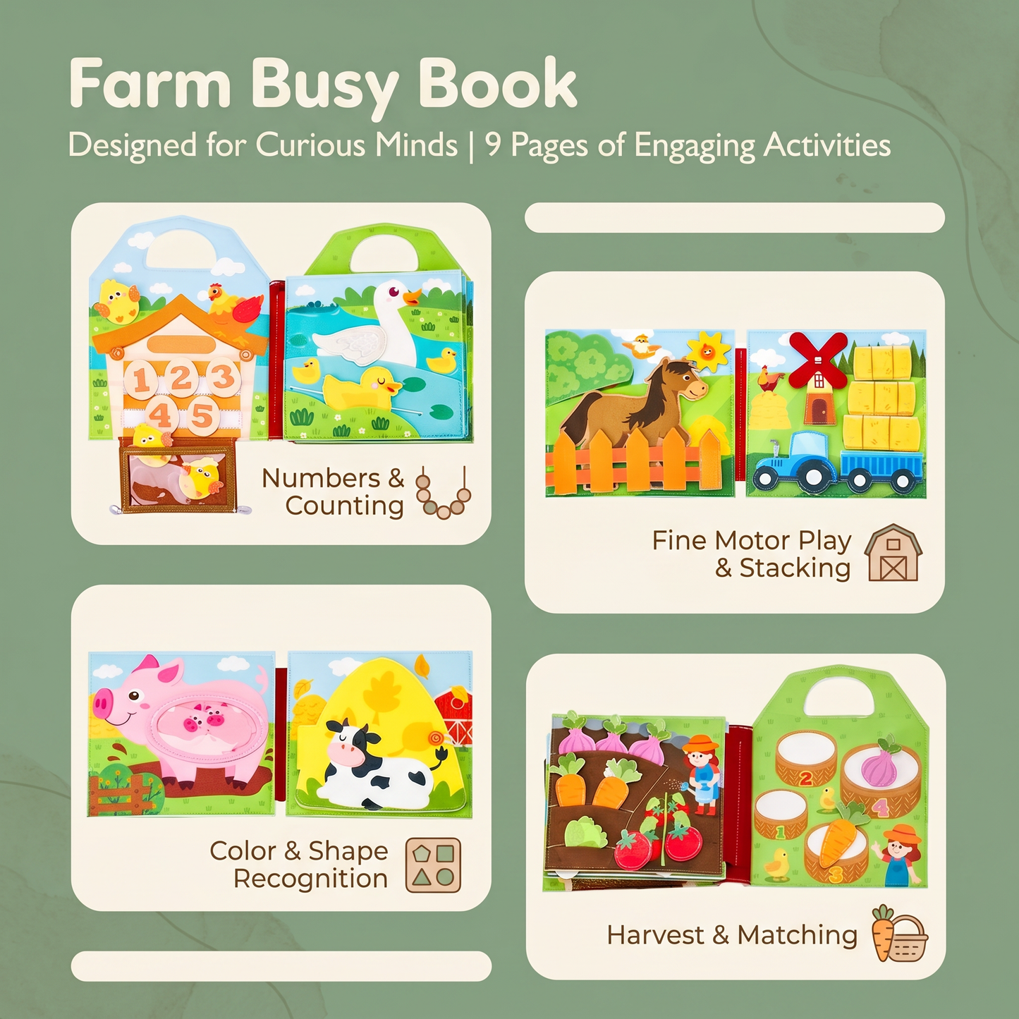Farm Friends Learning Activity Book