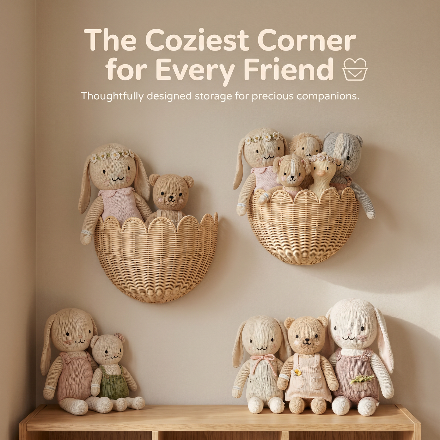 Nursery Wall Basket for Plush Toys