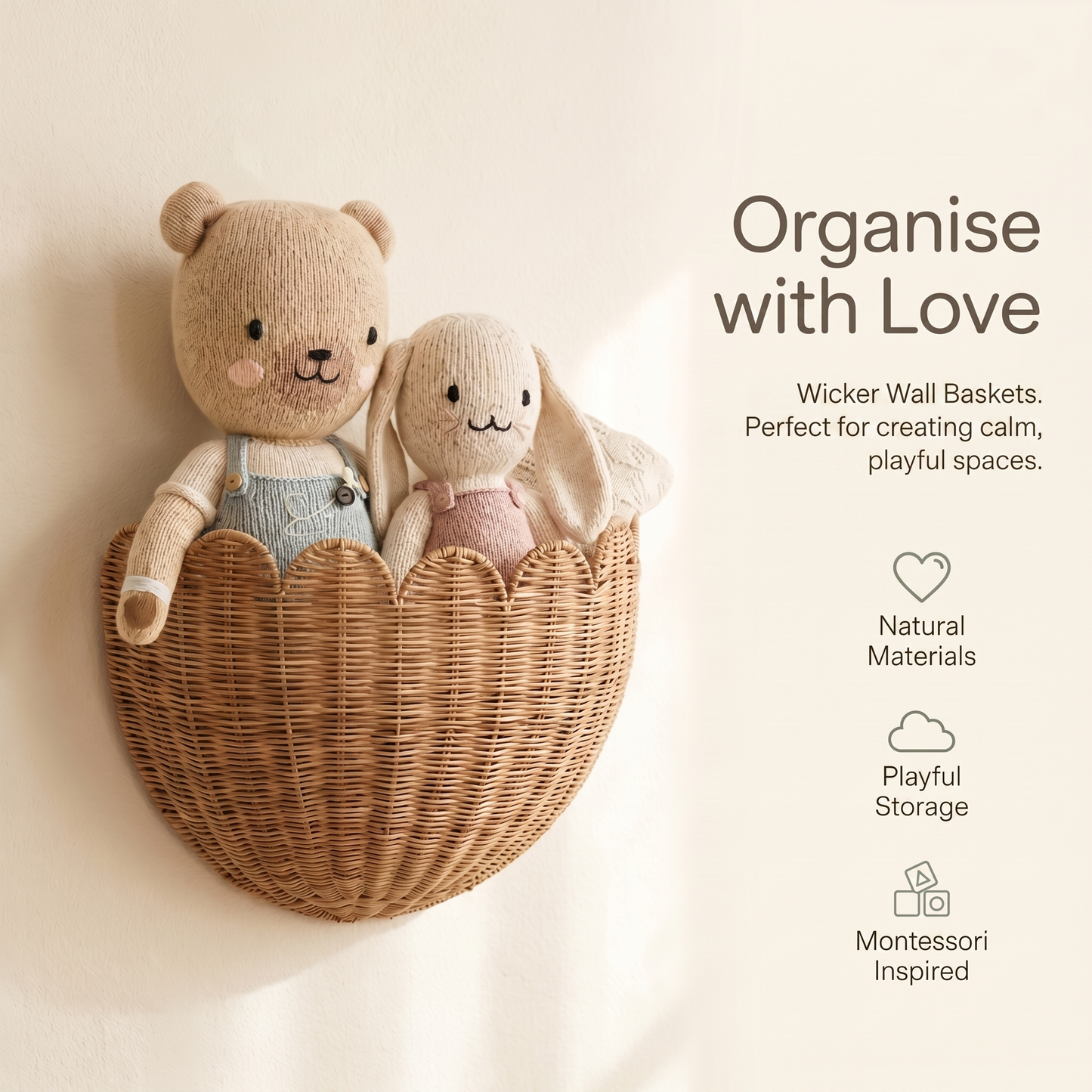 Nursery Wall Basket for Plush Toys