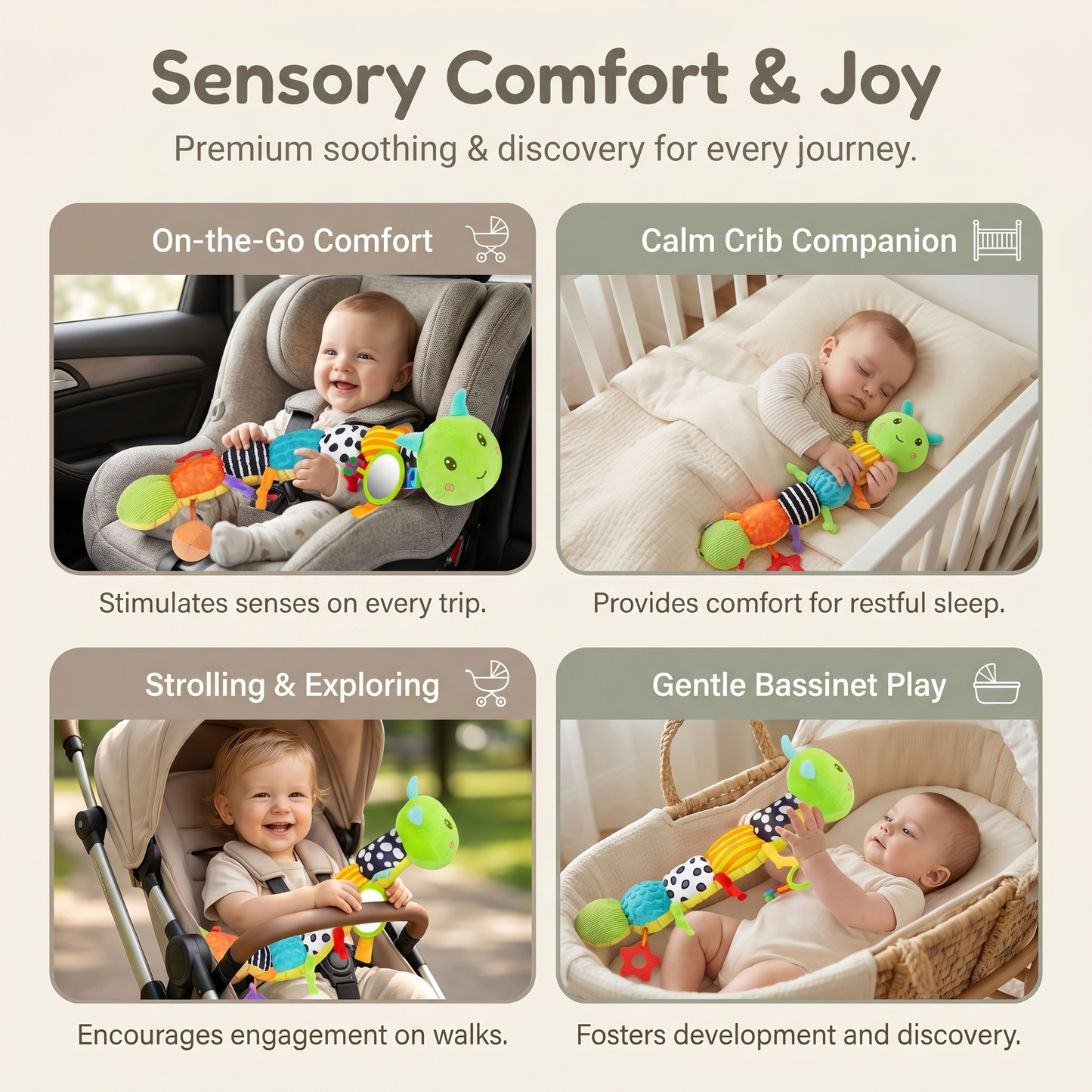 Soft Sensory Caterpillar Toy for Babies