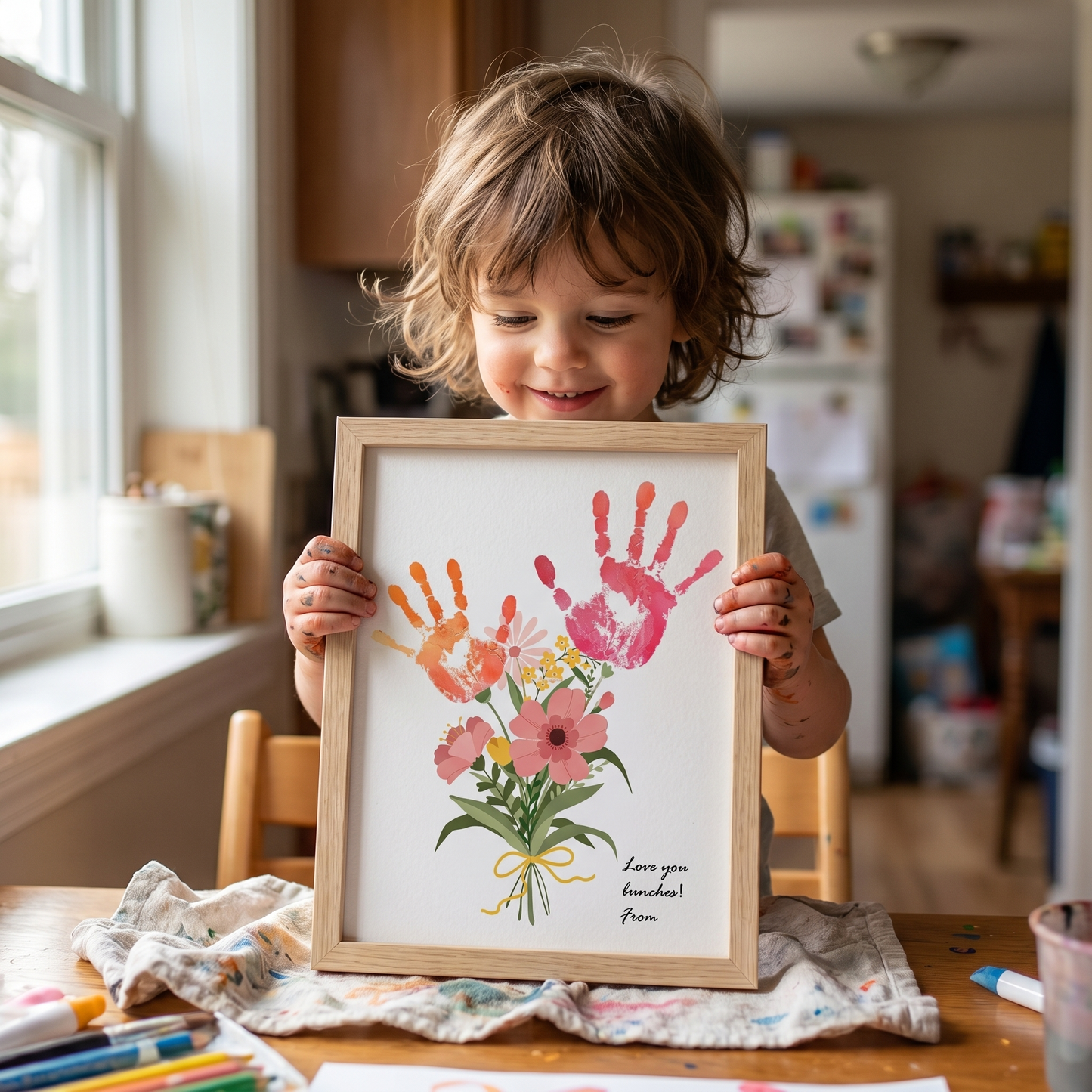 Personalised Handprint Flower Bouquet Art Set