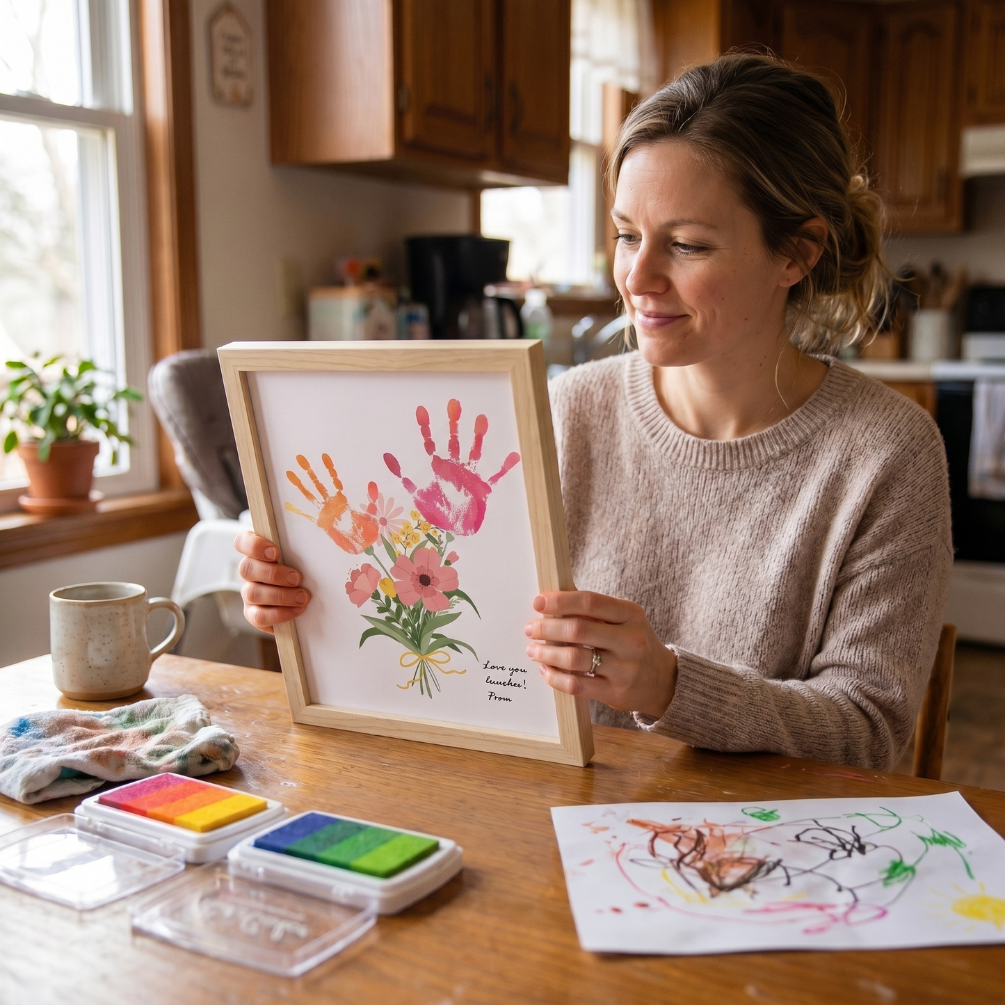 Personalised Handprint Flower Bouquet Art Set