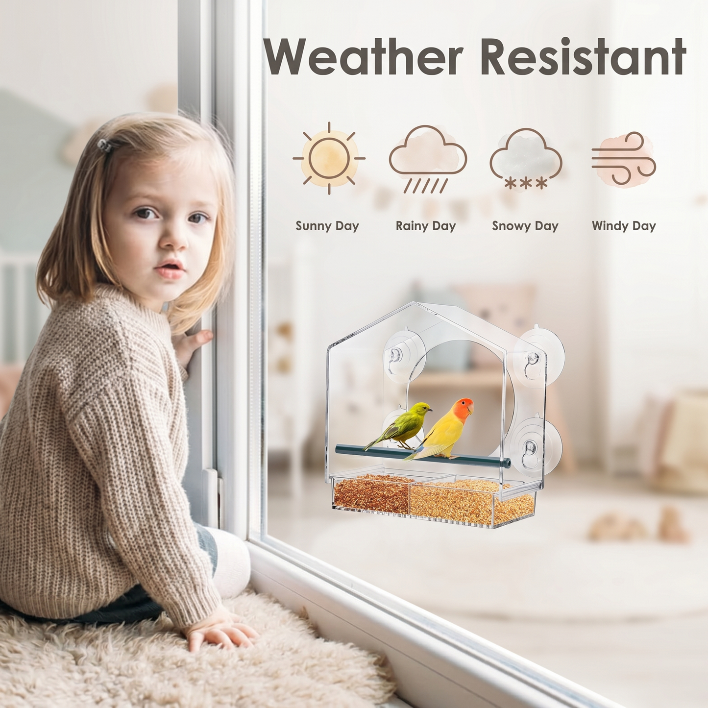 Clear Bird Watching Window Feeder