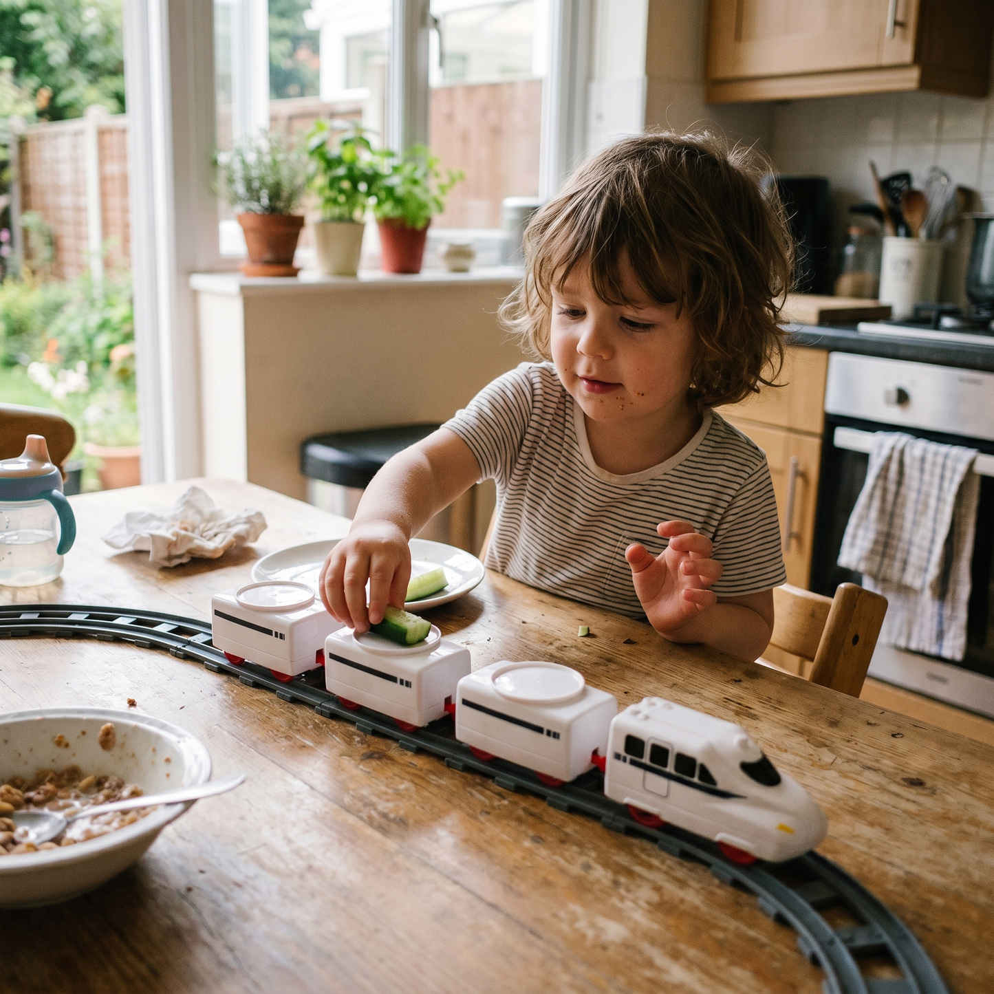 Interactive Table Food Train for Shared Dining
