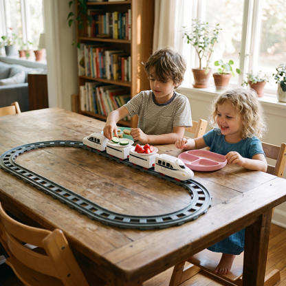 Interactive Table Food Train for Shared Dining