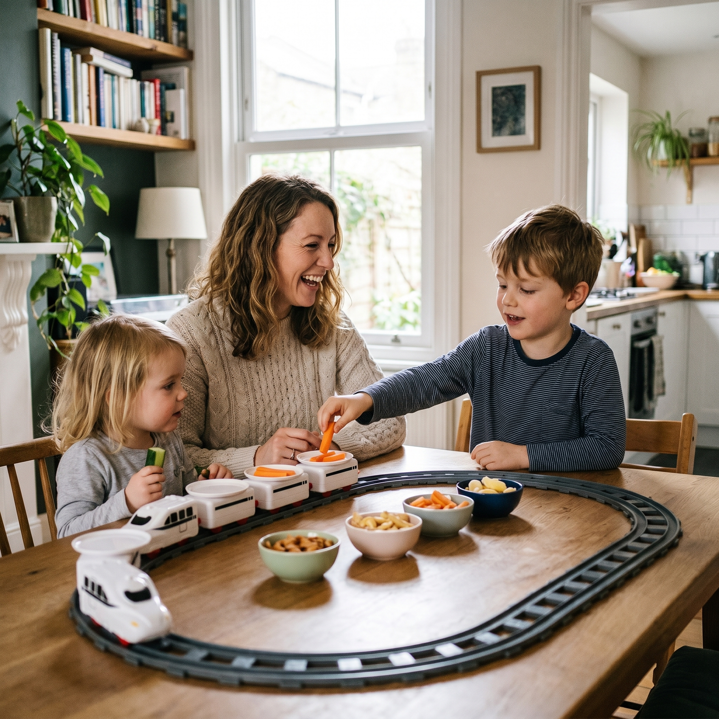 Interactive Table Food Train for Shared Dining