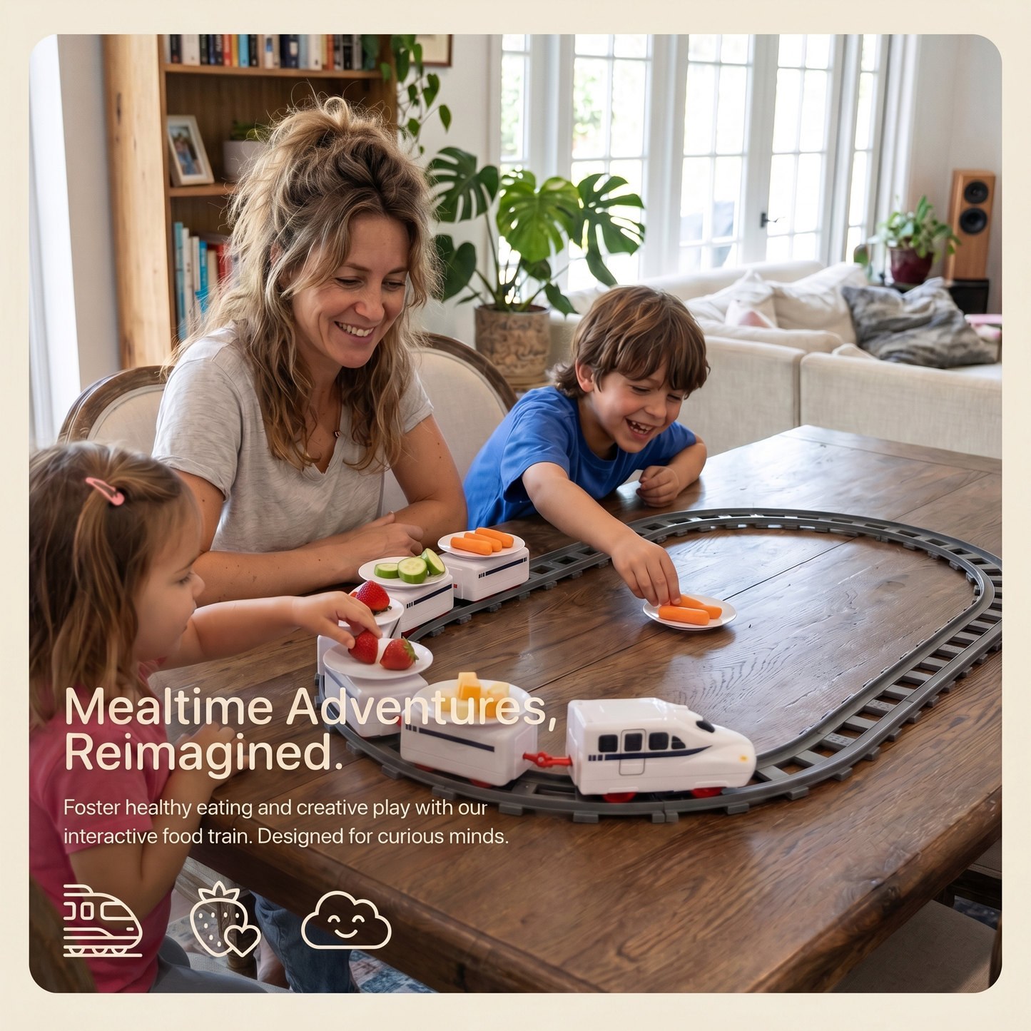 Interactive Table Food Train for Shared Dining
