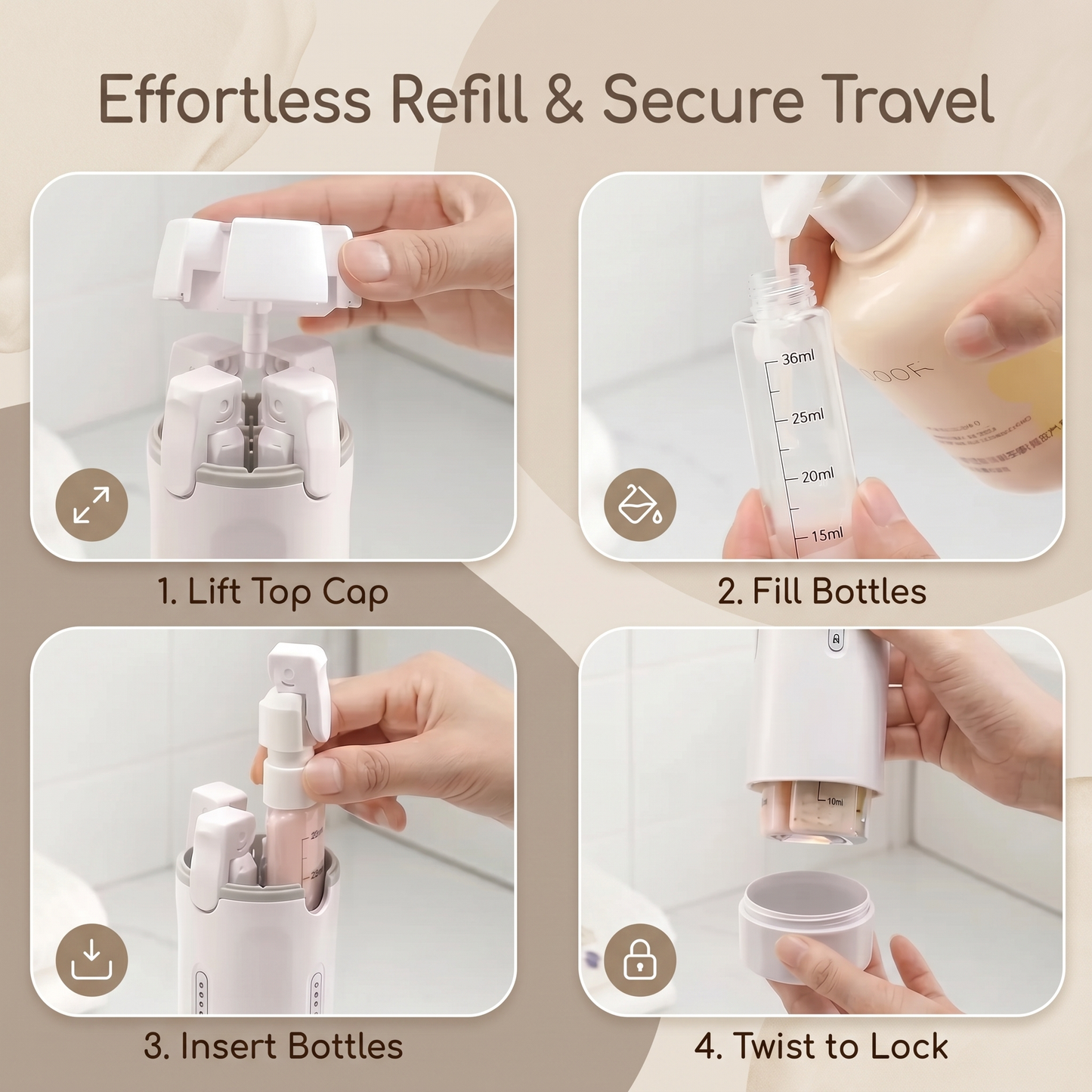 4 in 1 Refillable Travel Bottle Organiser