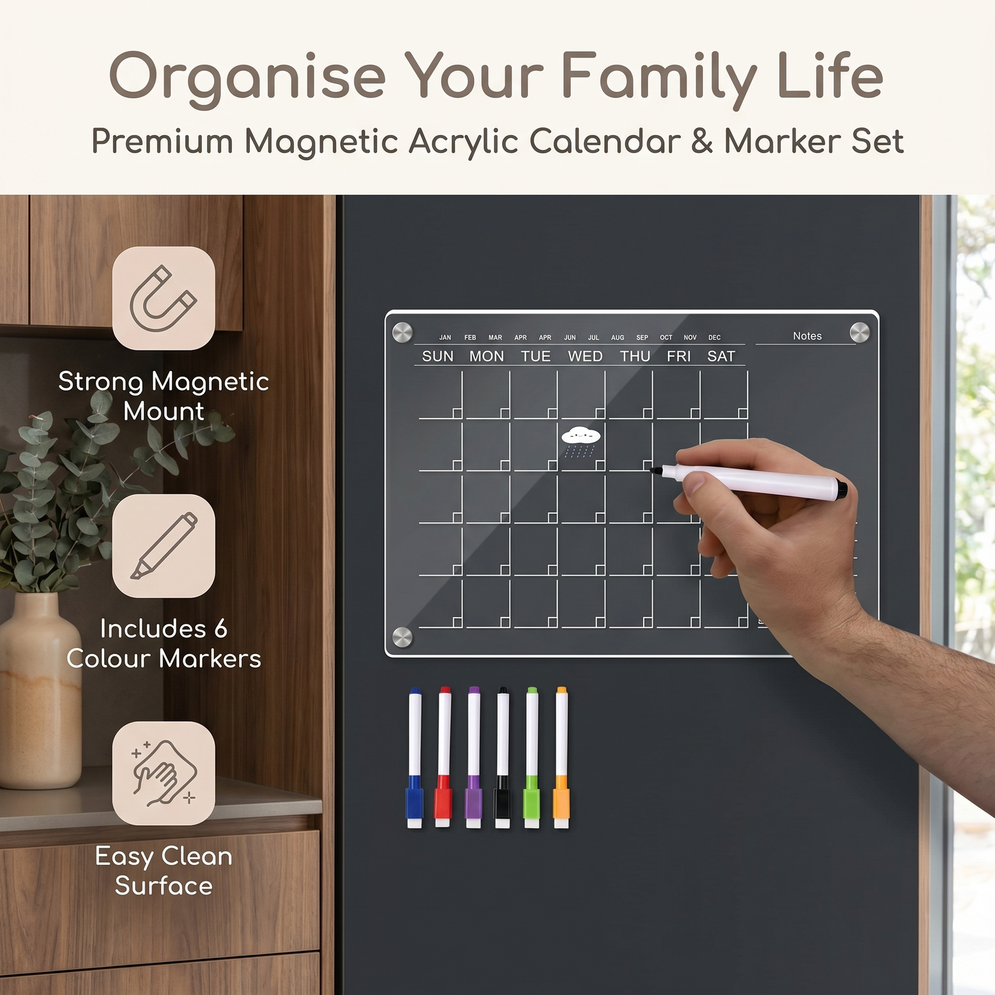 Magnetic Family Fridge Calendar Planner