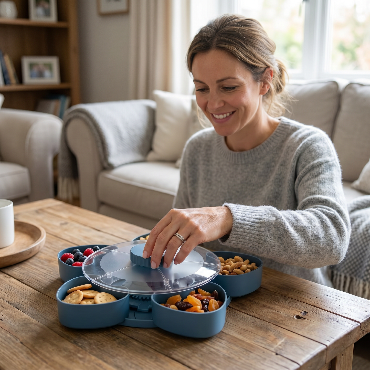 Rotating Serving Tray for Snacks