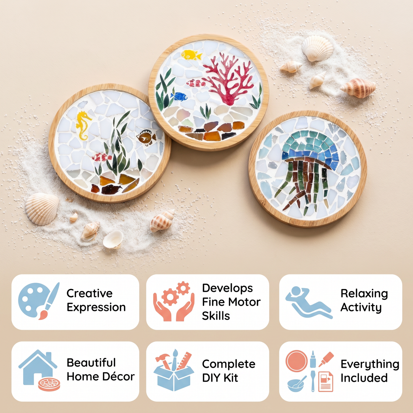 Animal & Ocean Mosaic Coaster Craft Set