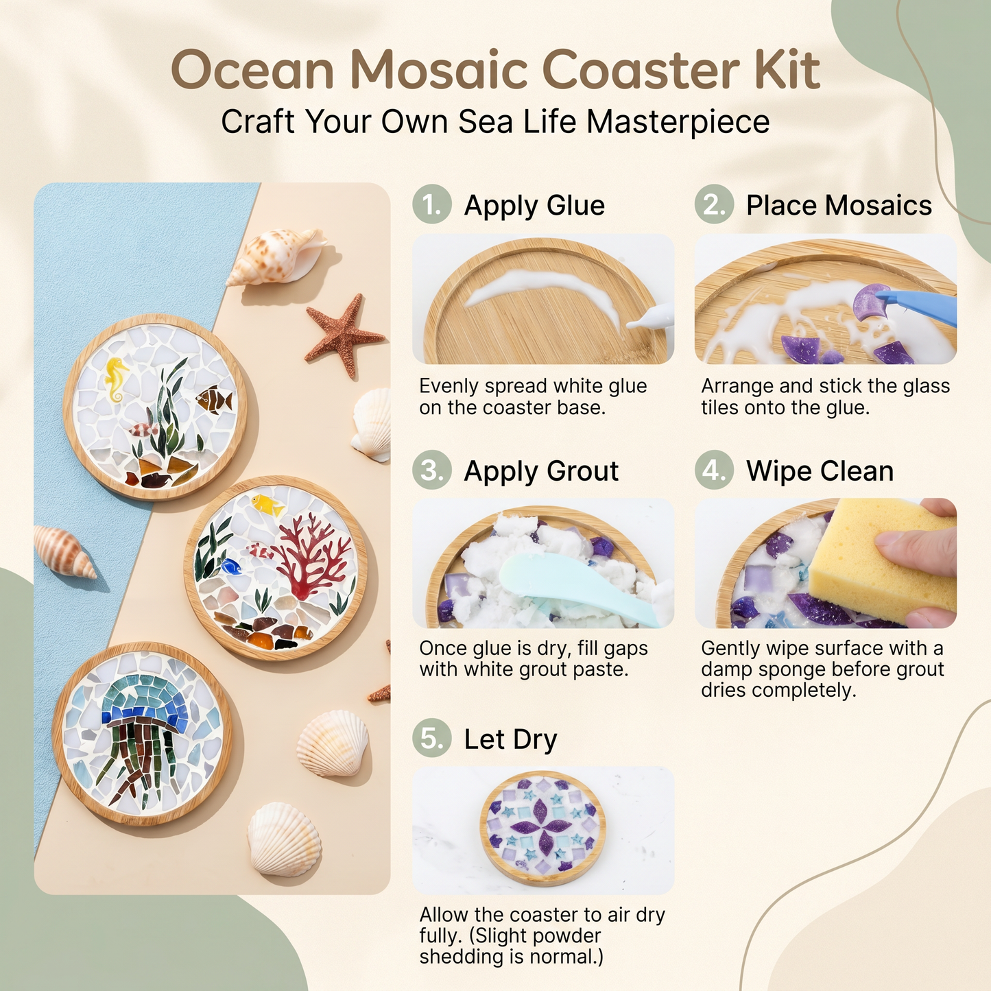 Animal & Ocean Mosaic Coaster Craft Set