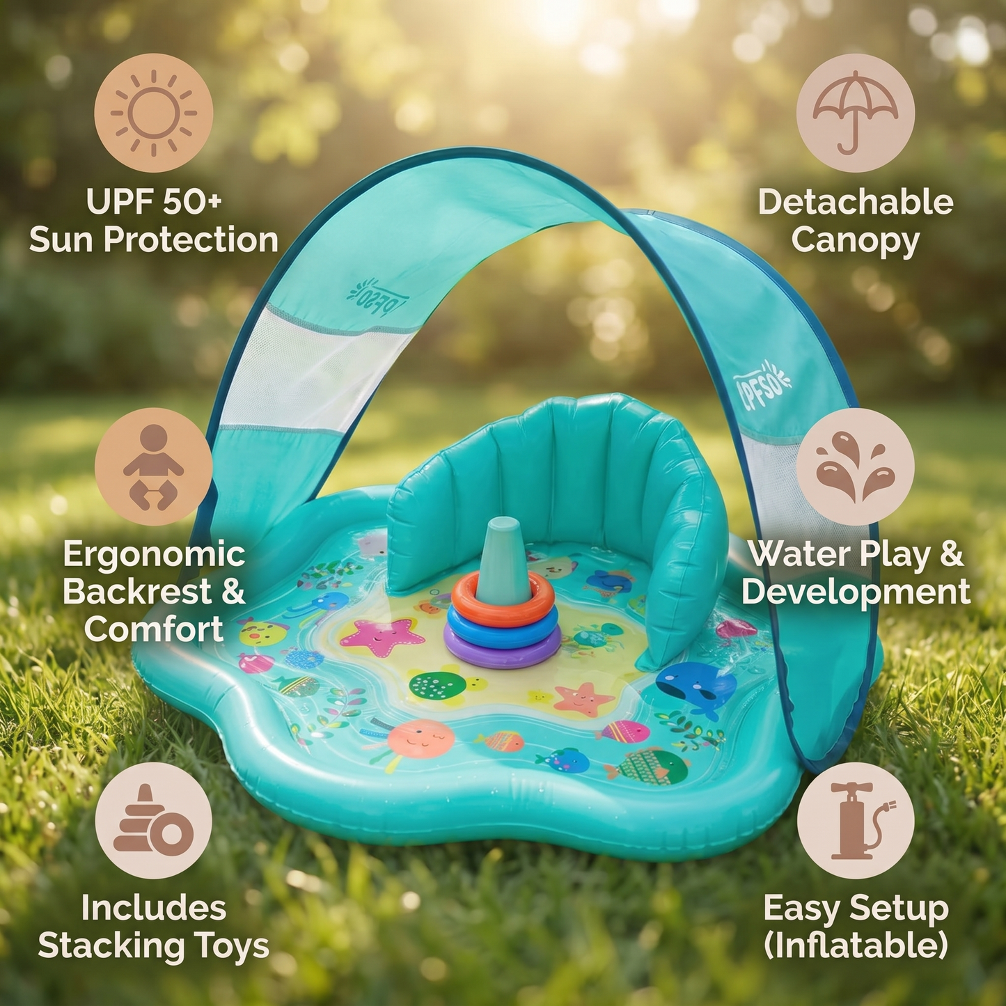 Baby Splash Play Mat with Sun Shade