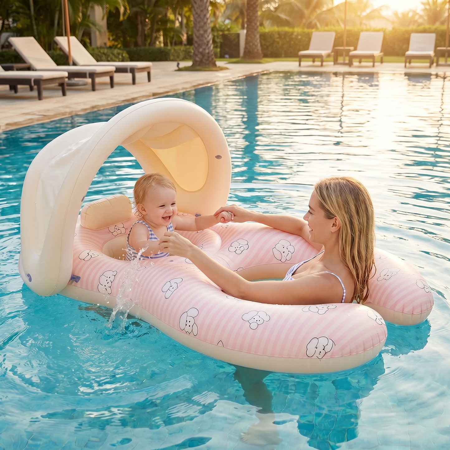 Parent and Baby Swim Float with Sun Shade