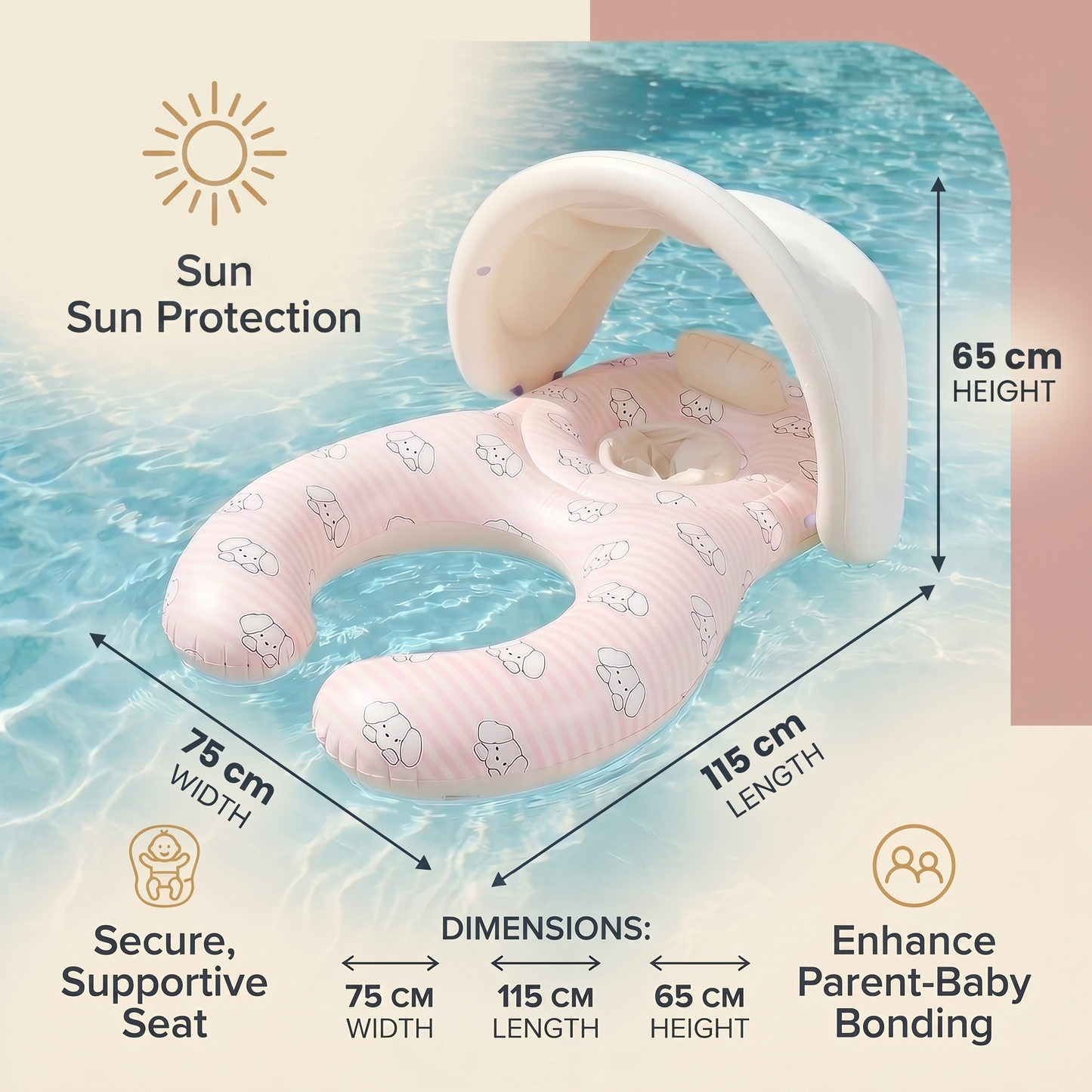Parent and Baby Swim Float with Sun Shade