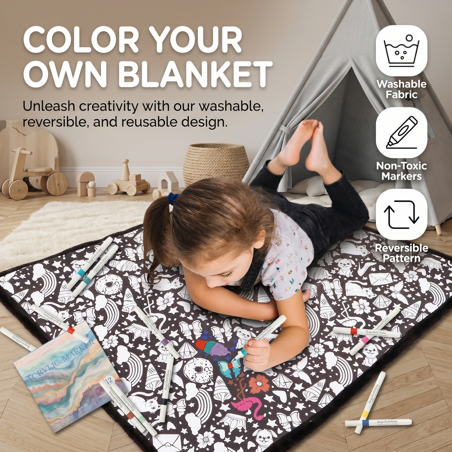 DIY Colouring Blanket with Fabric Markers