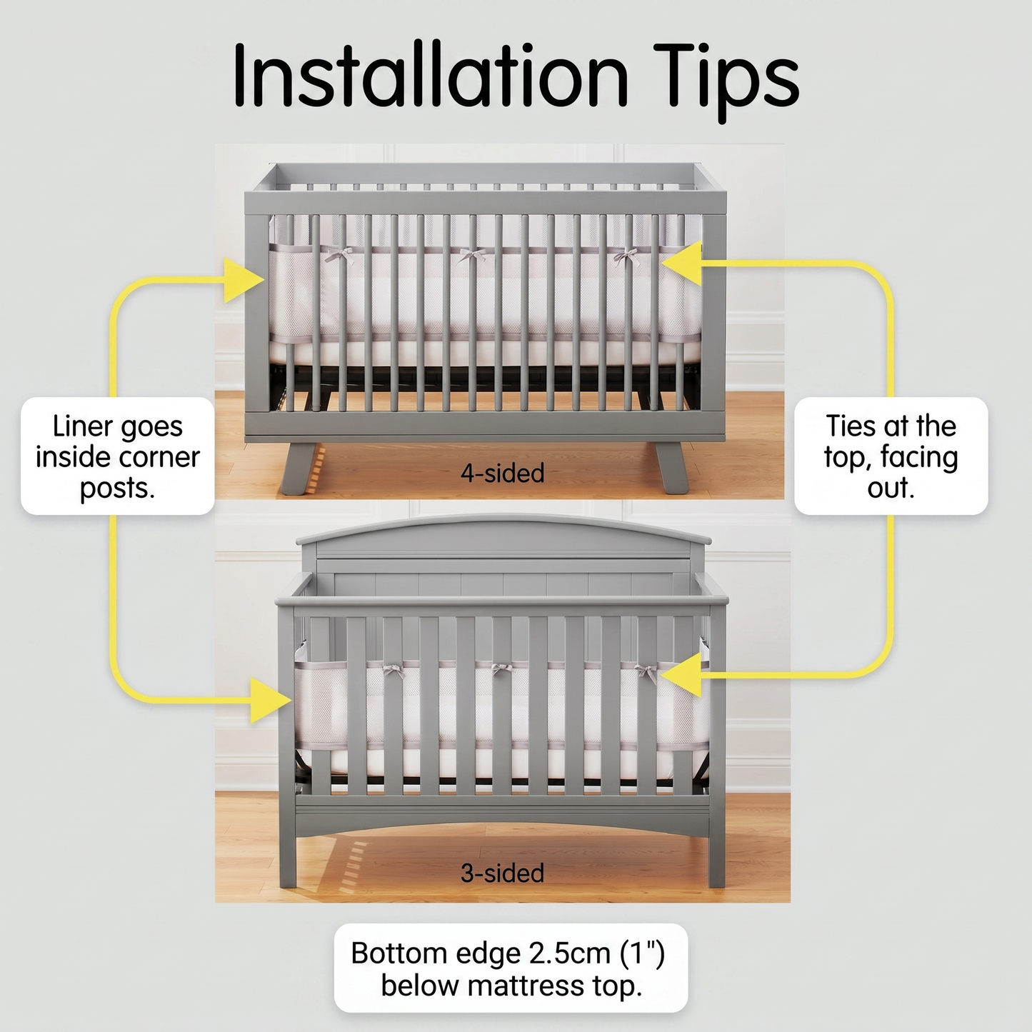 Breathable Cot Mesh Liner for Babies