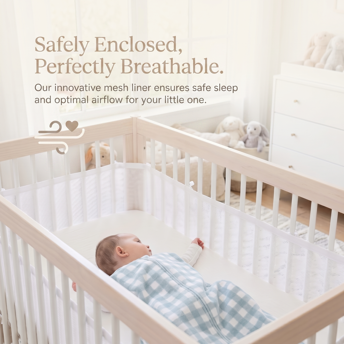 Breathable Cot Mesh Liner for Babies