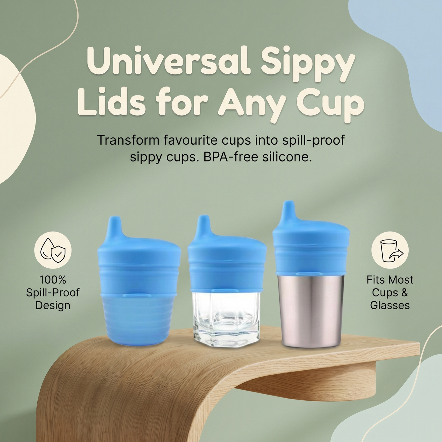 Spillproof Silicone Sippy Cup Lids 3 Pack