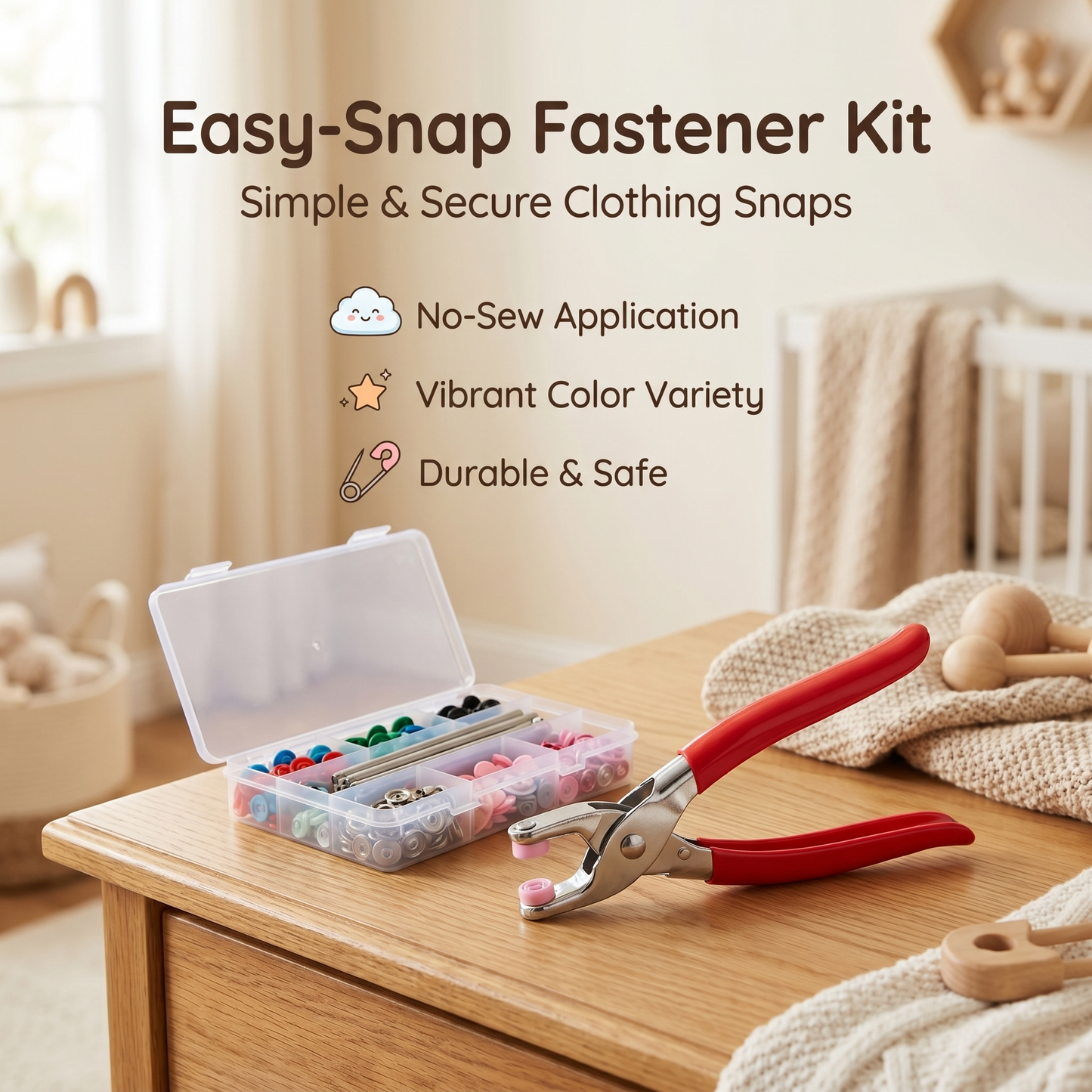 Snap Fastener Kit for Clothing and Crafts