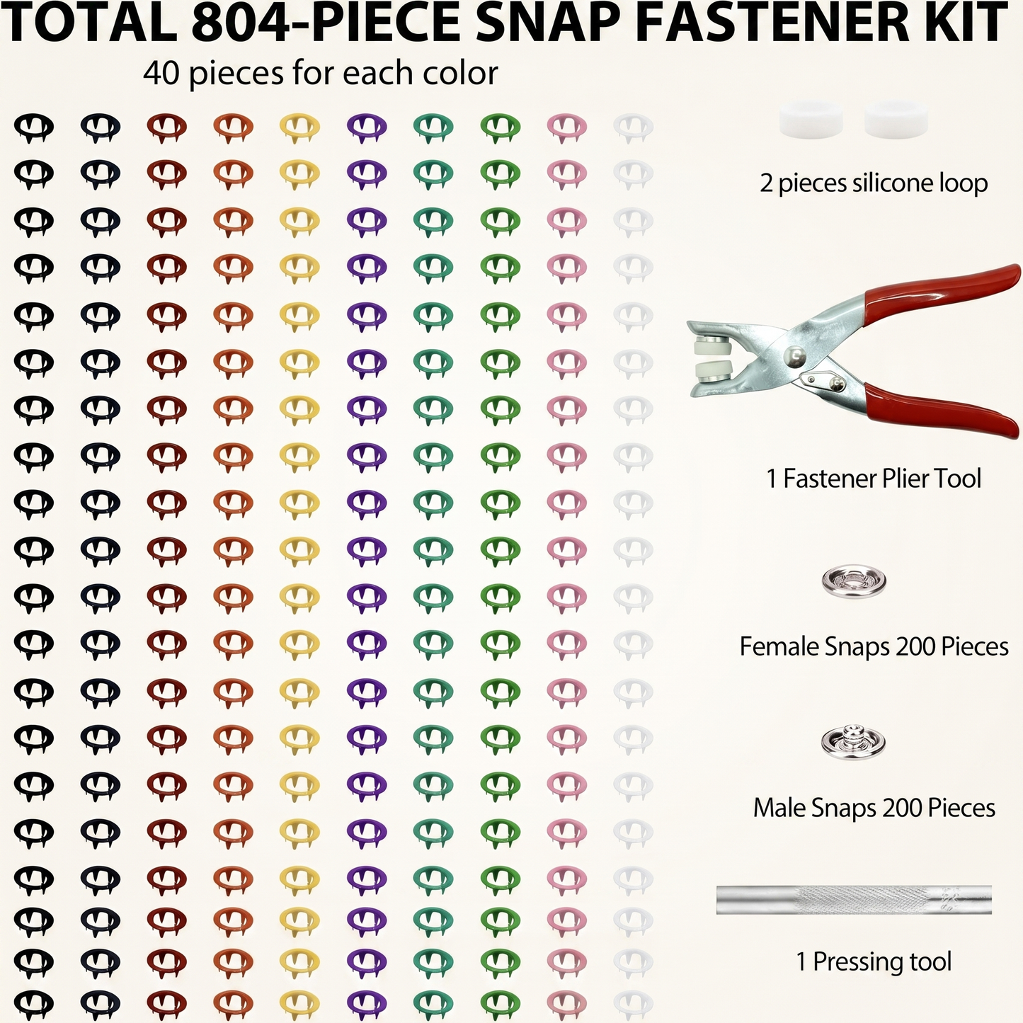 Snap Fastener Kit for Clothing and Crafts