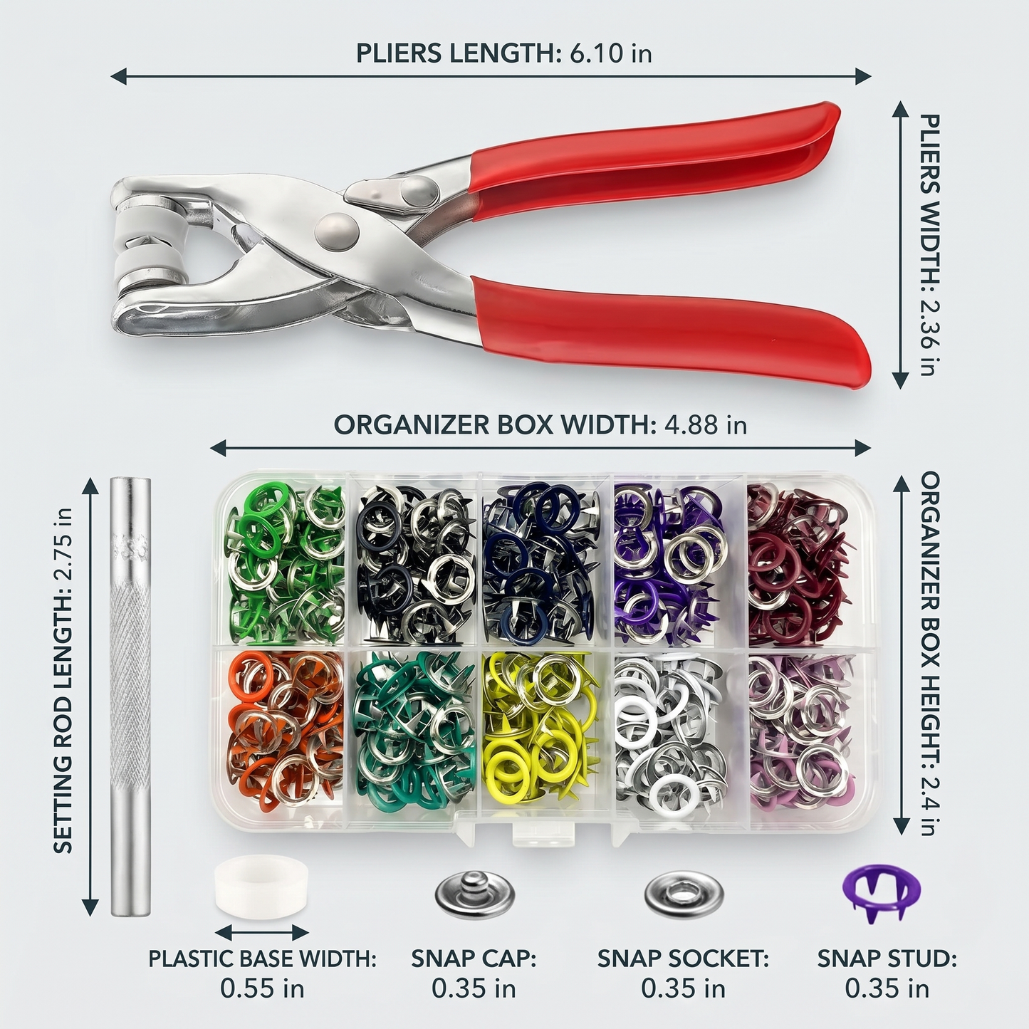 Snap Fastener Kit for Clothing and Crafts