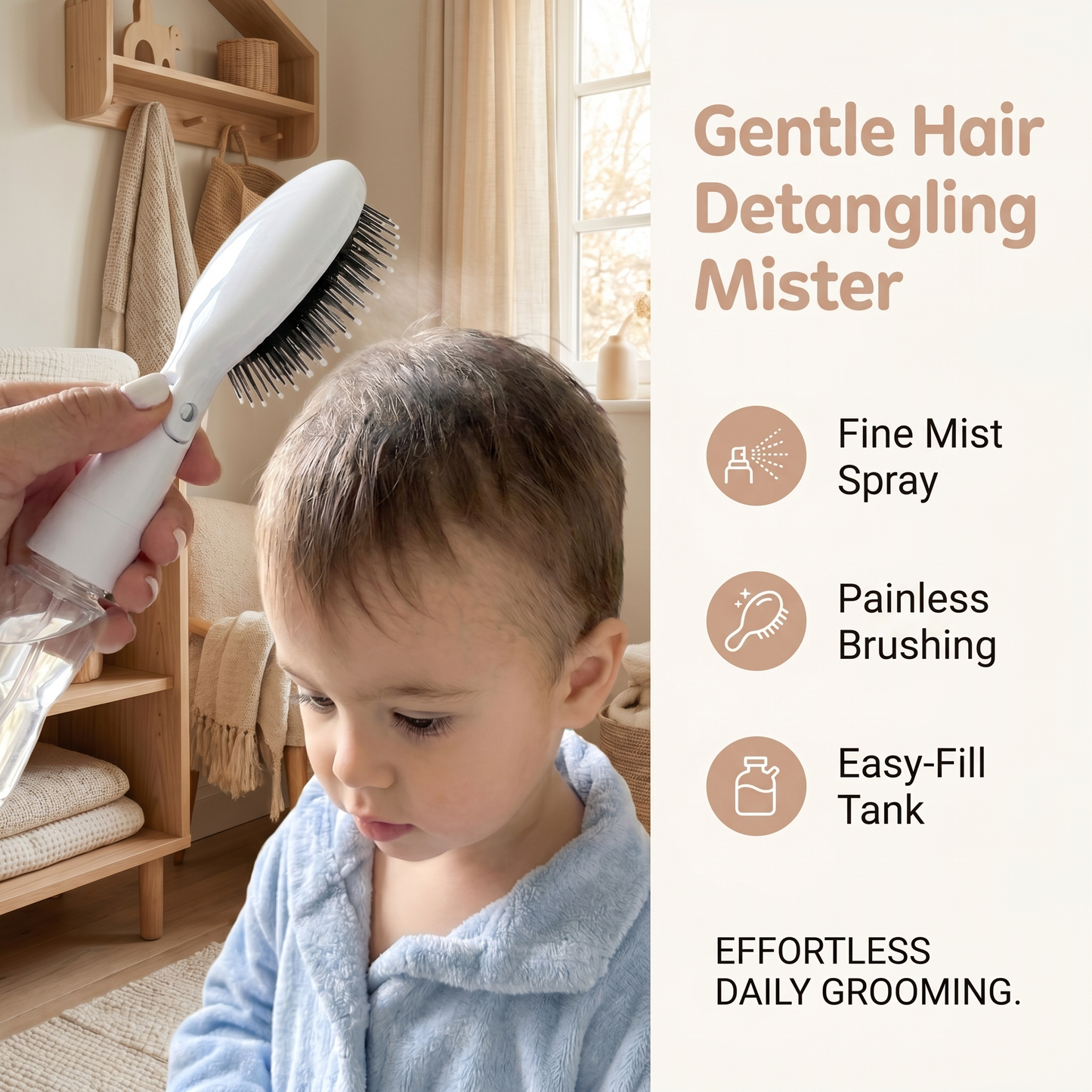 Kids Spray Hair Brush for Easy Detangling