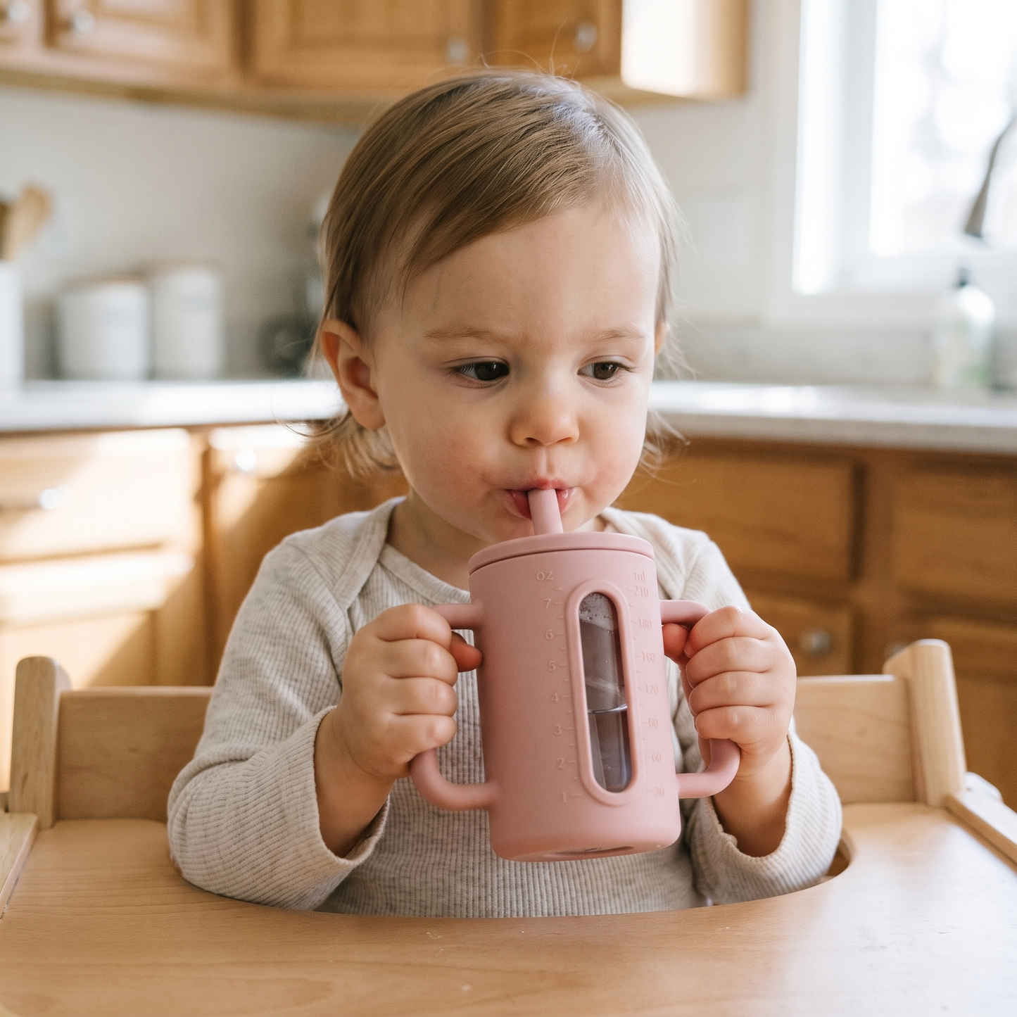 Toddler Silicone Straw Cup with Handles