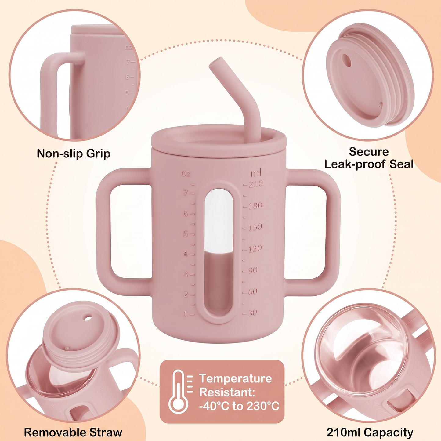 Toddler Silicone Straw Cup with Handles