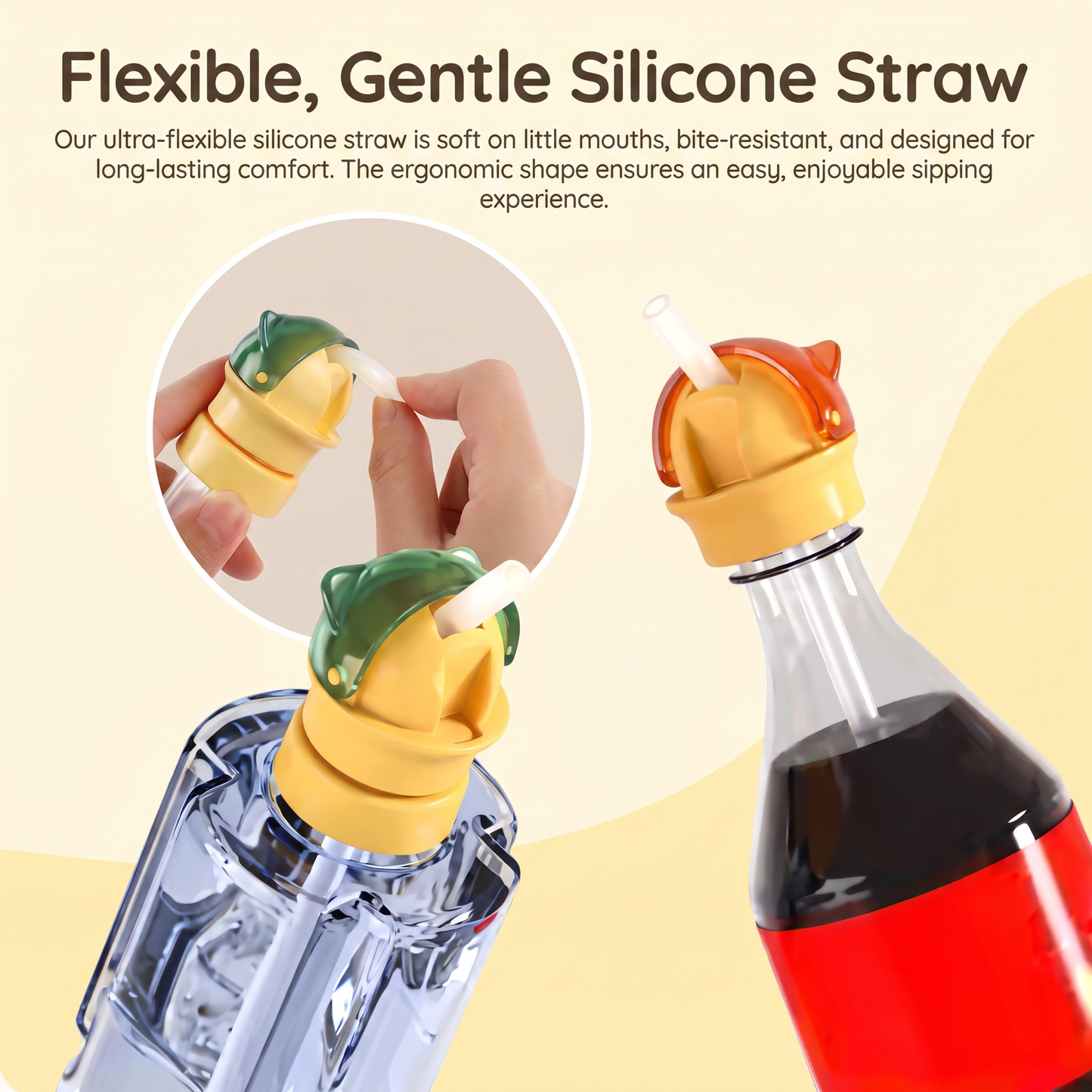 Universal Silicone Bottle Straw Topper (2-pack)