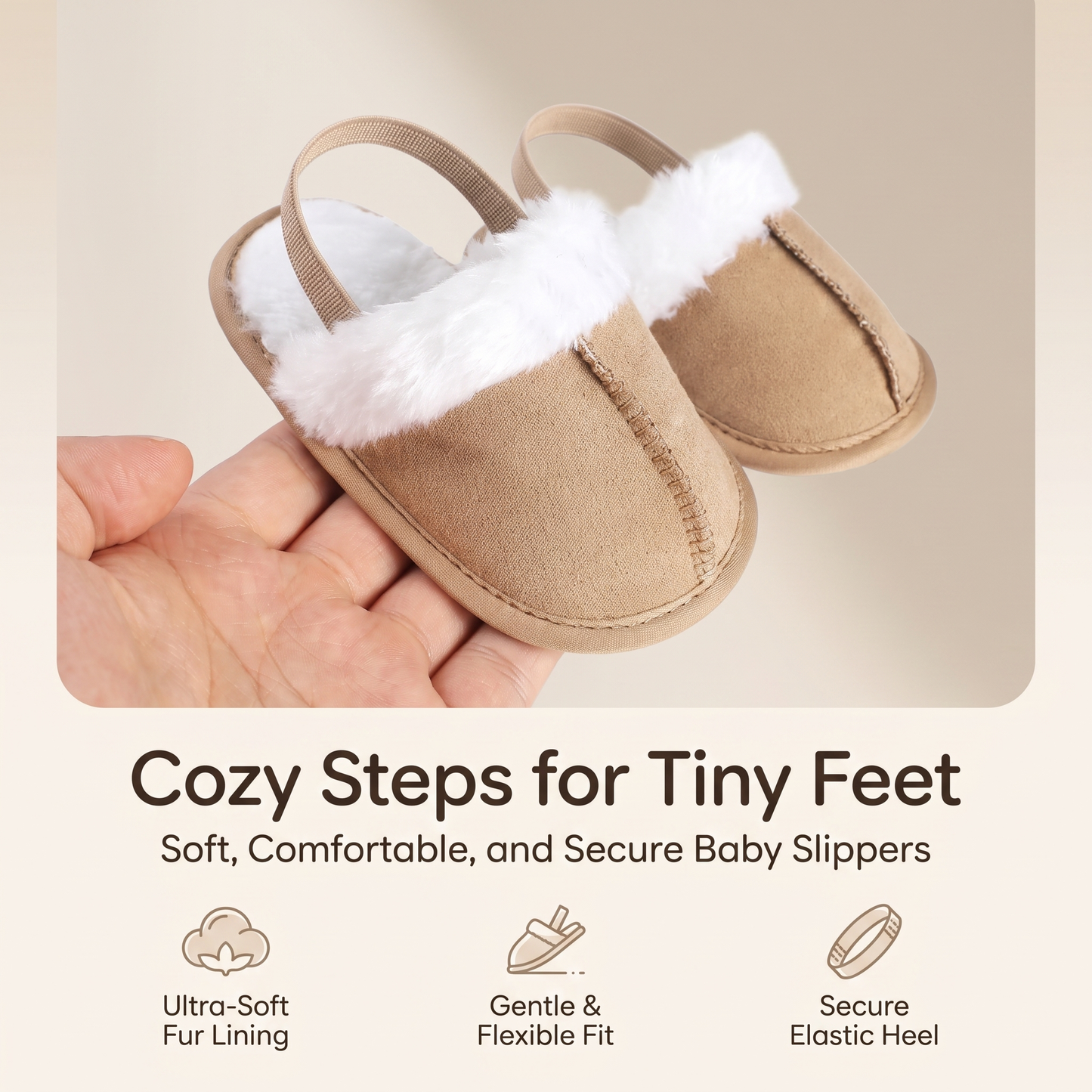 Soft Baby House Slippers with Back Strap