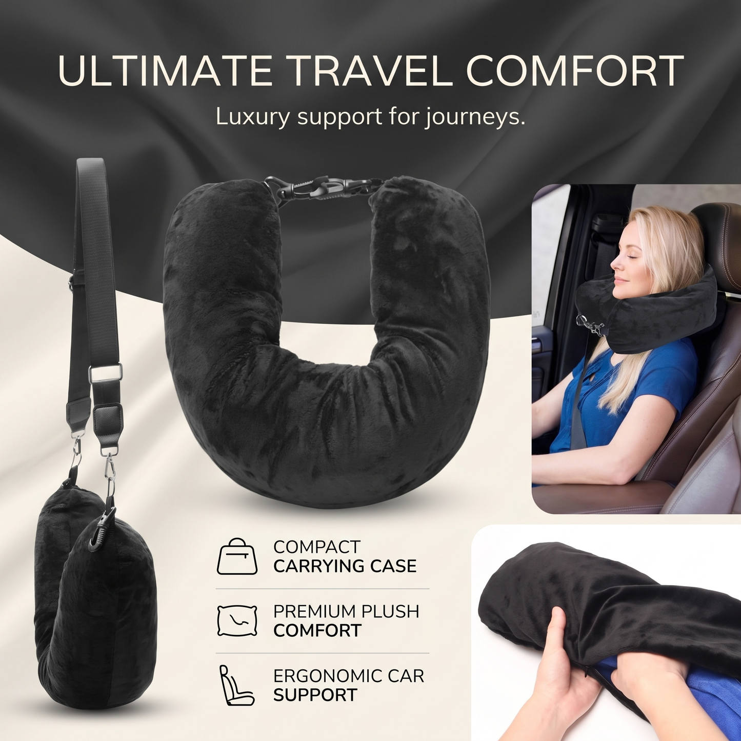 Travel Neck Pillow with Hidden Storage Pocket