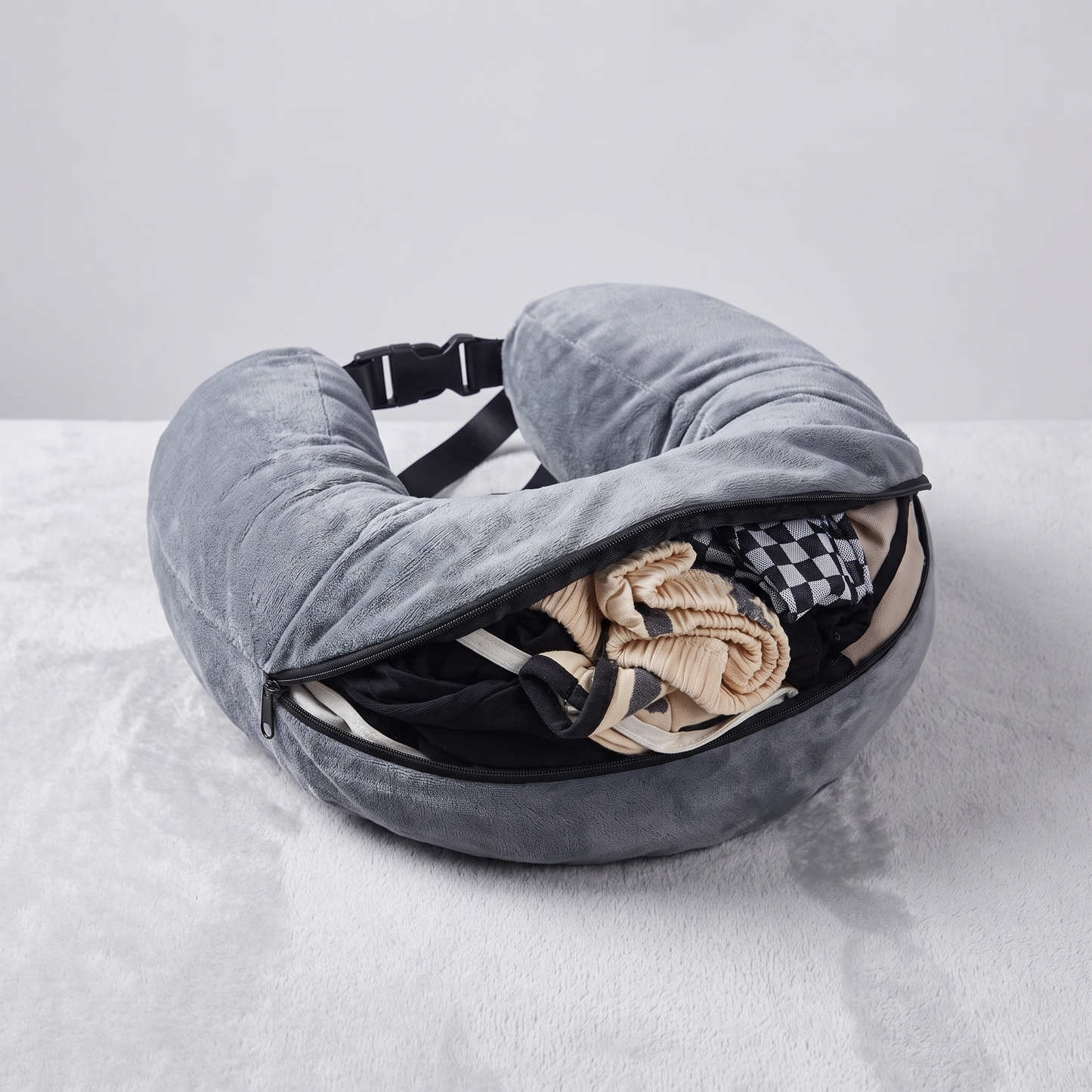Travel Neck Pillow with Hidden Storage Pocket