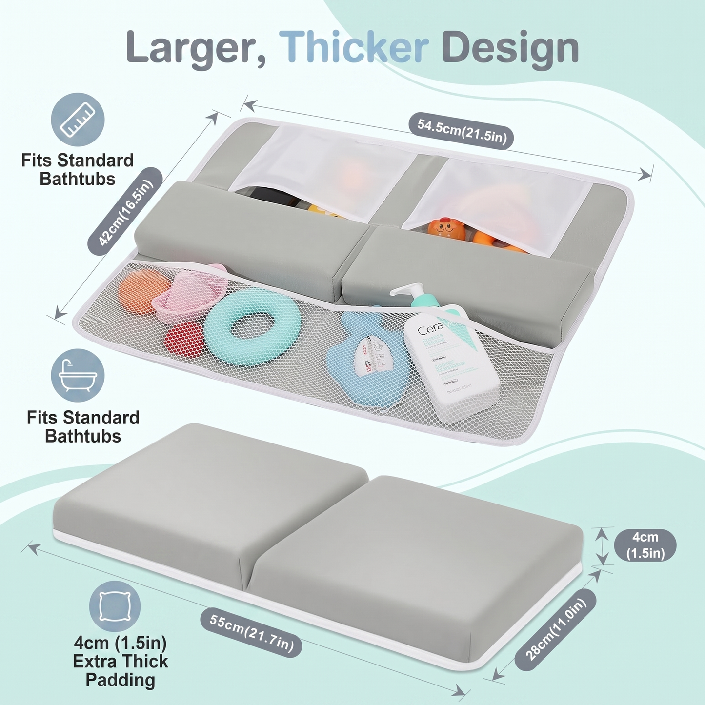 Baby Bath Knee Pad with Toy Organiser