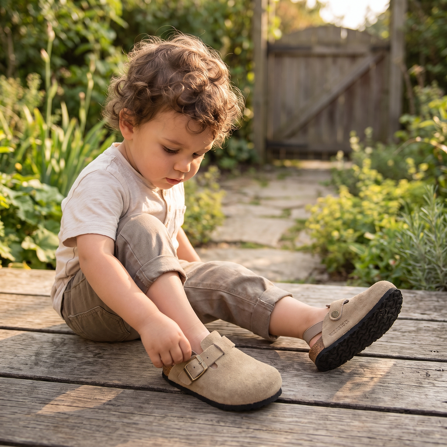 Adjustable Genuine Leather Kids Slides