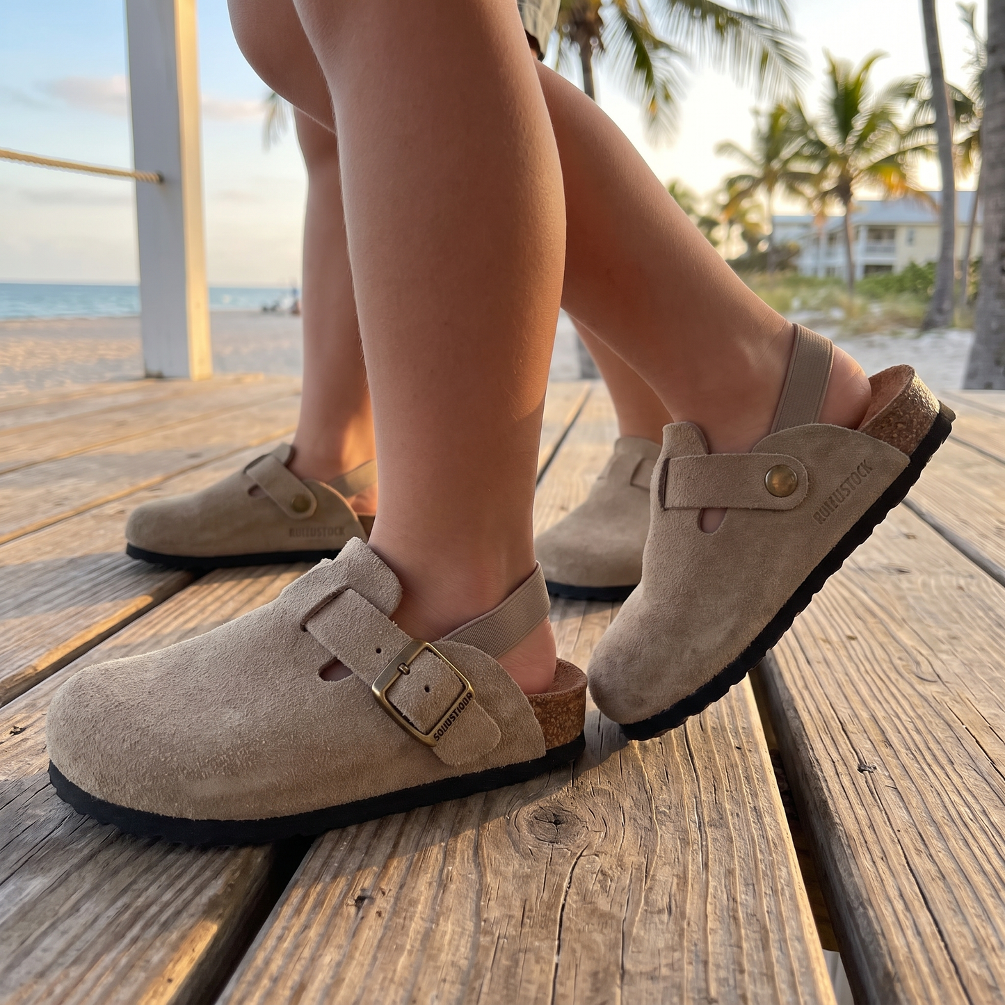 Adjustable Genuine Leather Kids Slides