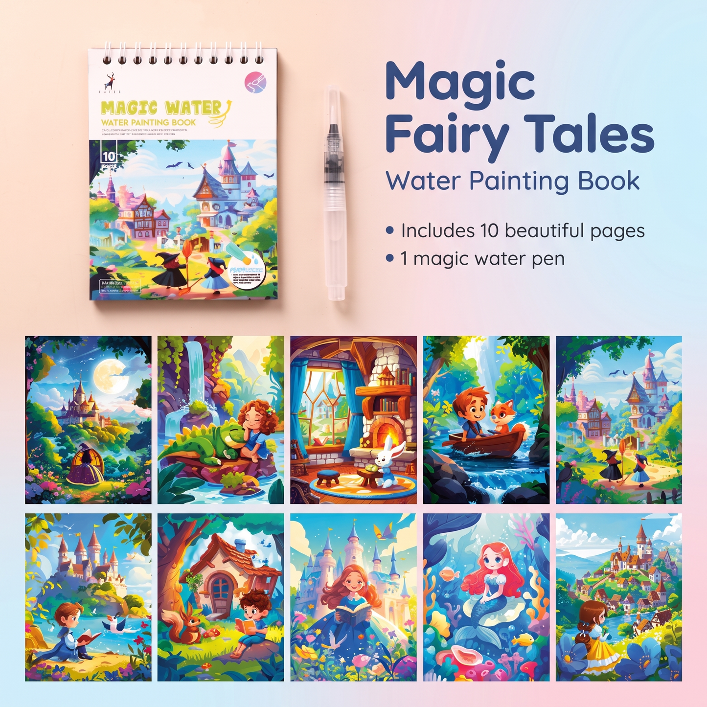 Magic Reusable Water Colouring Book for Kids