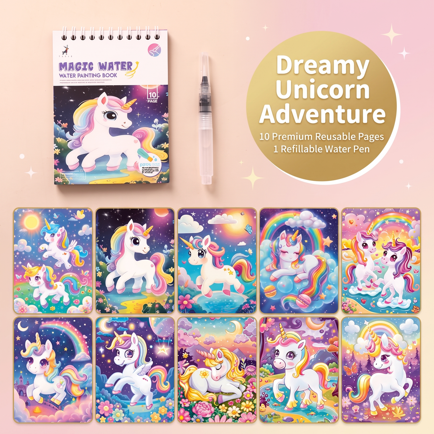 Magic Reusable Water Colouring Book for Kids