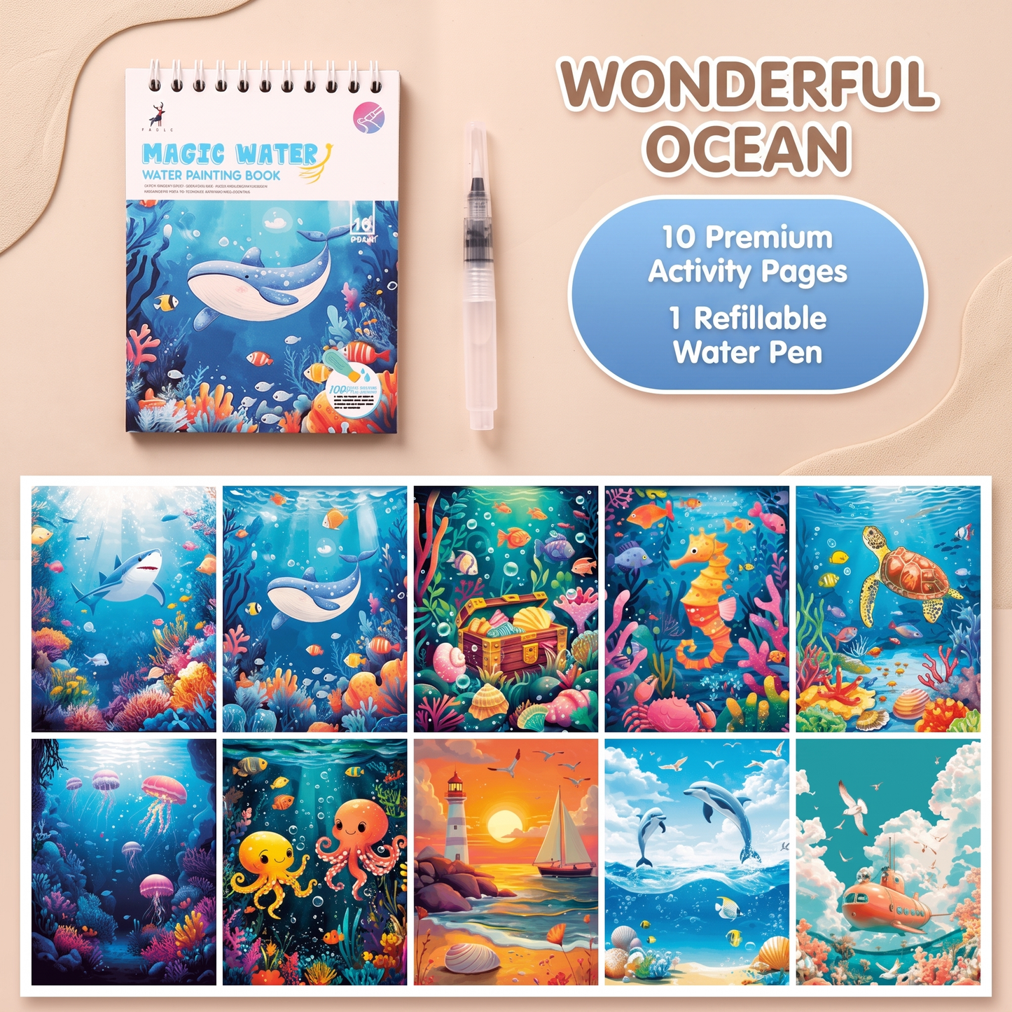 Magic Reusable Water Colouring Book for Kids
