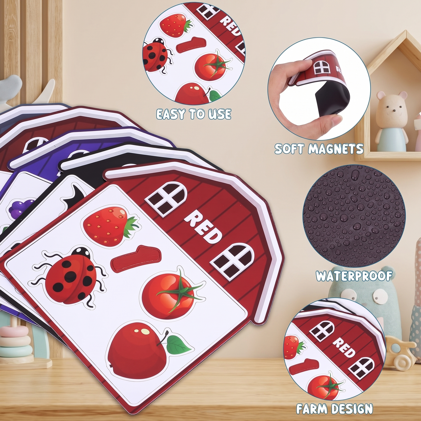 Farm Fridge Magnets Learning Set for Kids